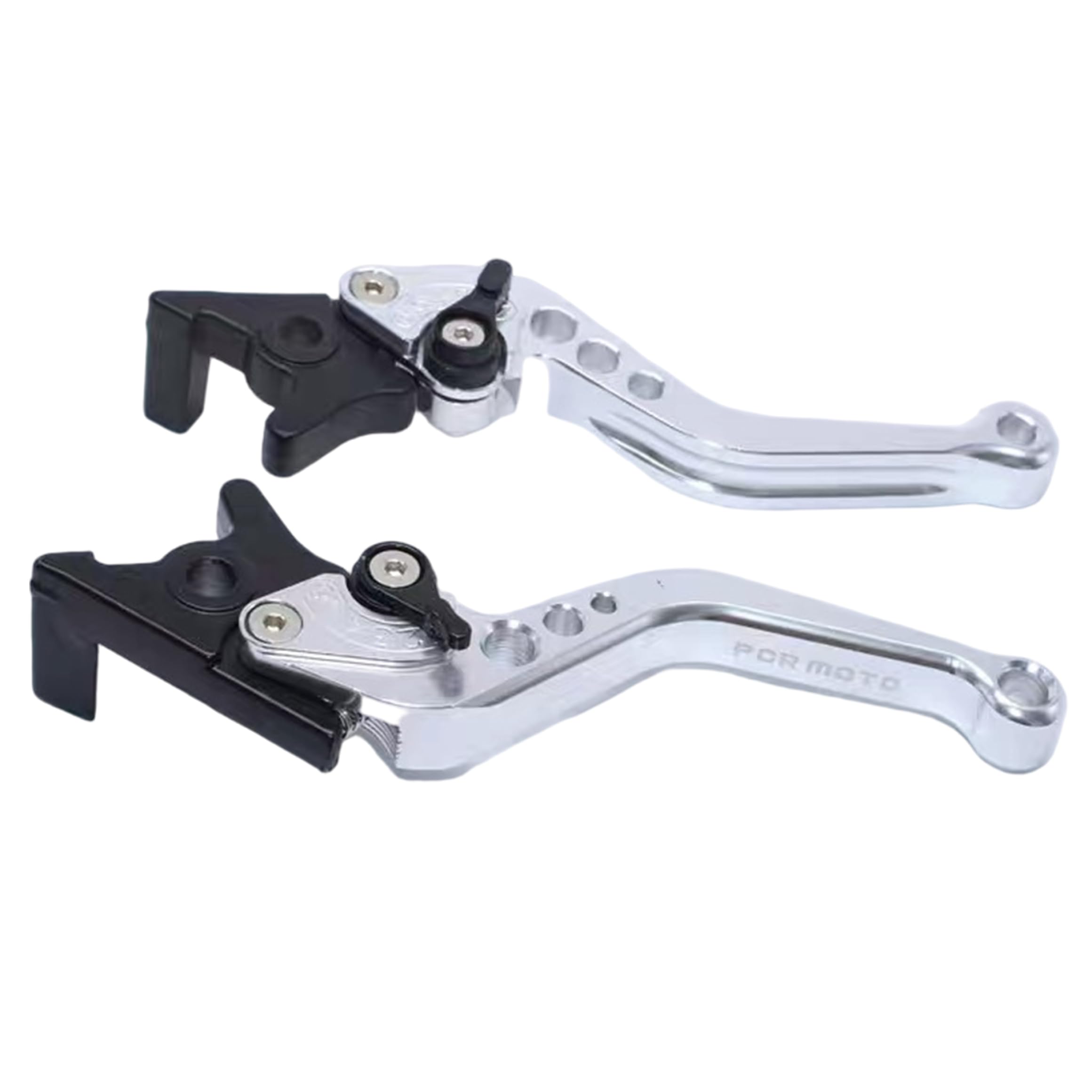 Ameble 1 Pair 6-Position Adjustable Aluminium Alloy Motorcycle Brake Levers Hydraulic Levers for Scooters & E-Bikes - Silver