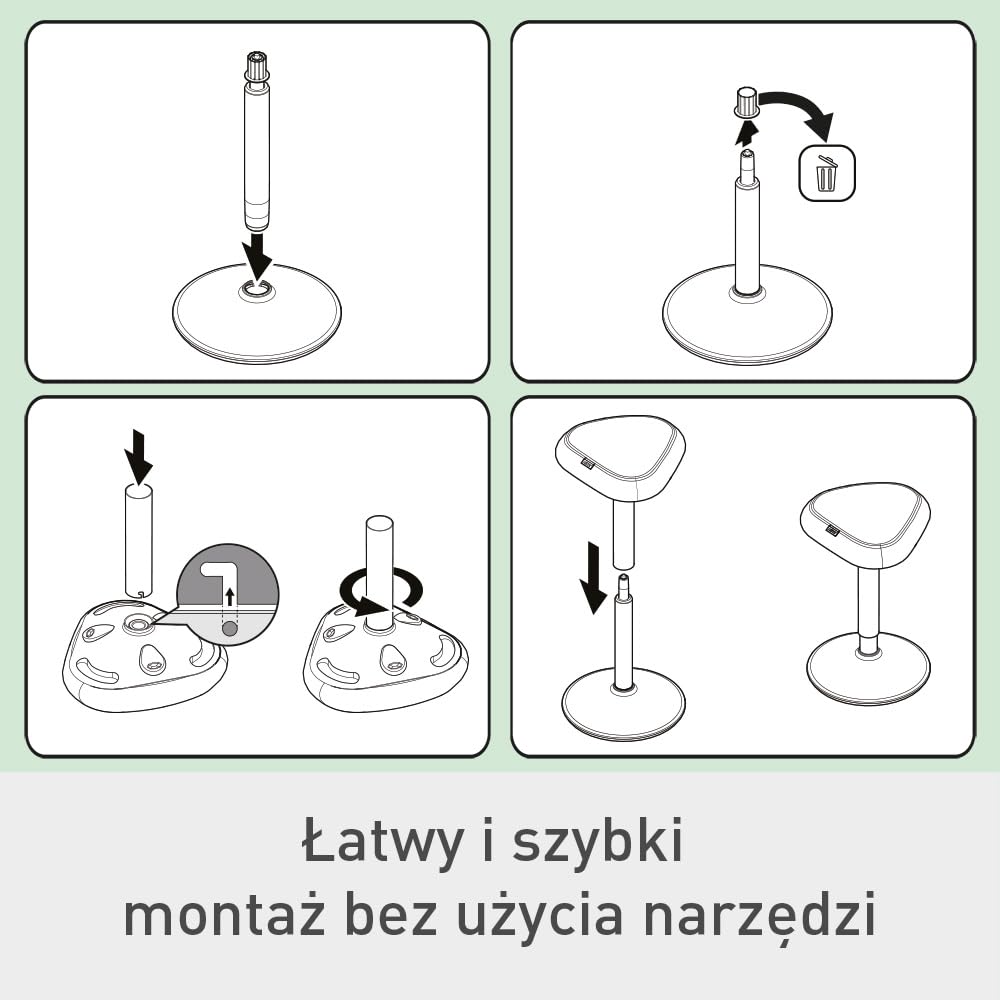 Stołek Leitz Ergo Active z Unikalną Komfortową Poduszką z Pianki o Podwójnej Gęstości, Regulowana Wysokość od 57 do 82cm, Siedzisko w 100% z Recyklingu, Udźwig 110kg, Seria Ergo, Ciemnoszary, 65450089
