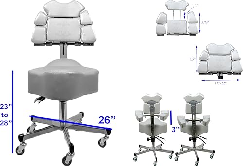 Miniatura 2 de InkBed Taburete ergonómico patentado para artista, silla y asiento de horcajadas con soporte de espalda, color gris