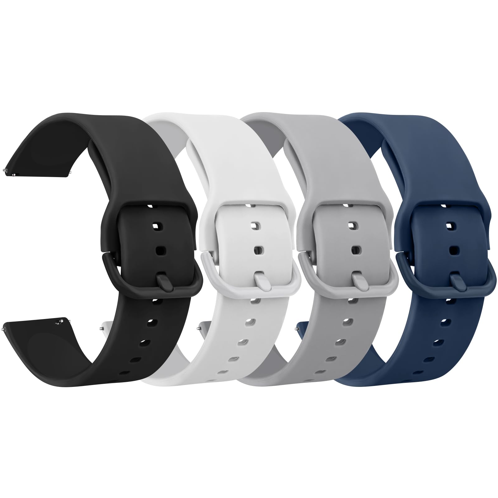 Meliya 4 Pack Watch Bands, 20mm 22mm Quick Release Soft Silicone Replacement Watch Strap for Women Men