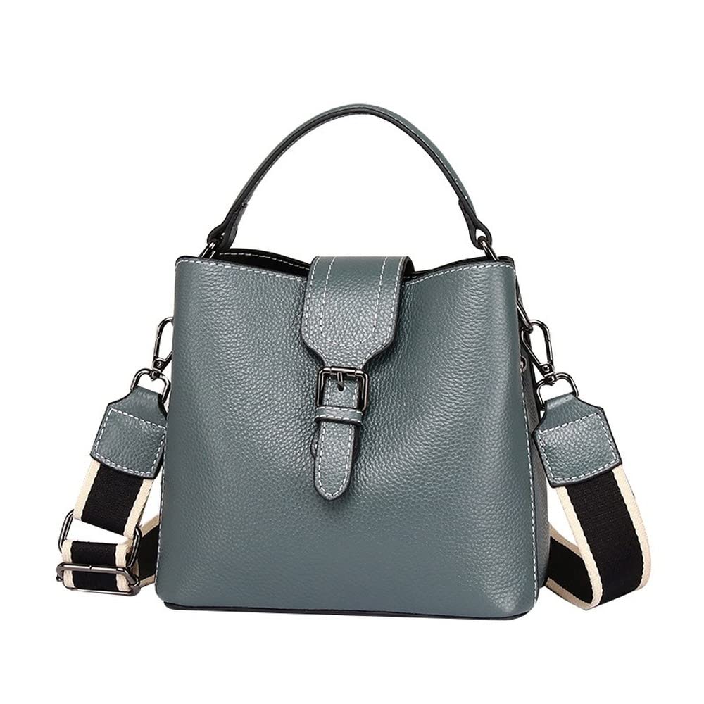 Torby wiaderkowe z prawdziwej skóry górny uchwyt torby crossbody patchworkowa torebka na ramię portmonetki moda damska torebki, ZIELONY, Medium