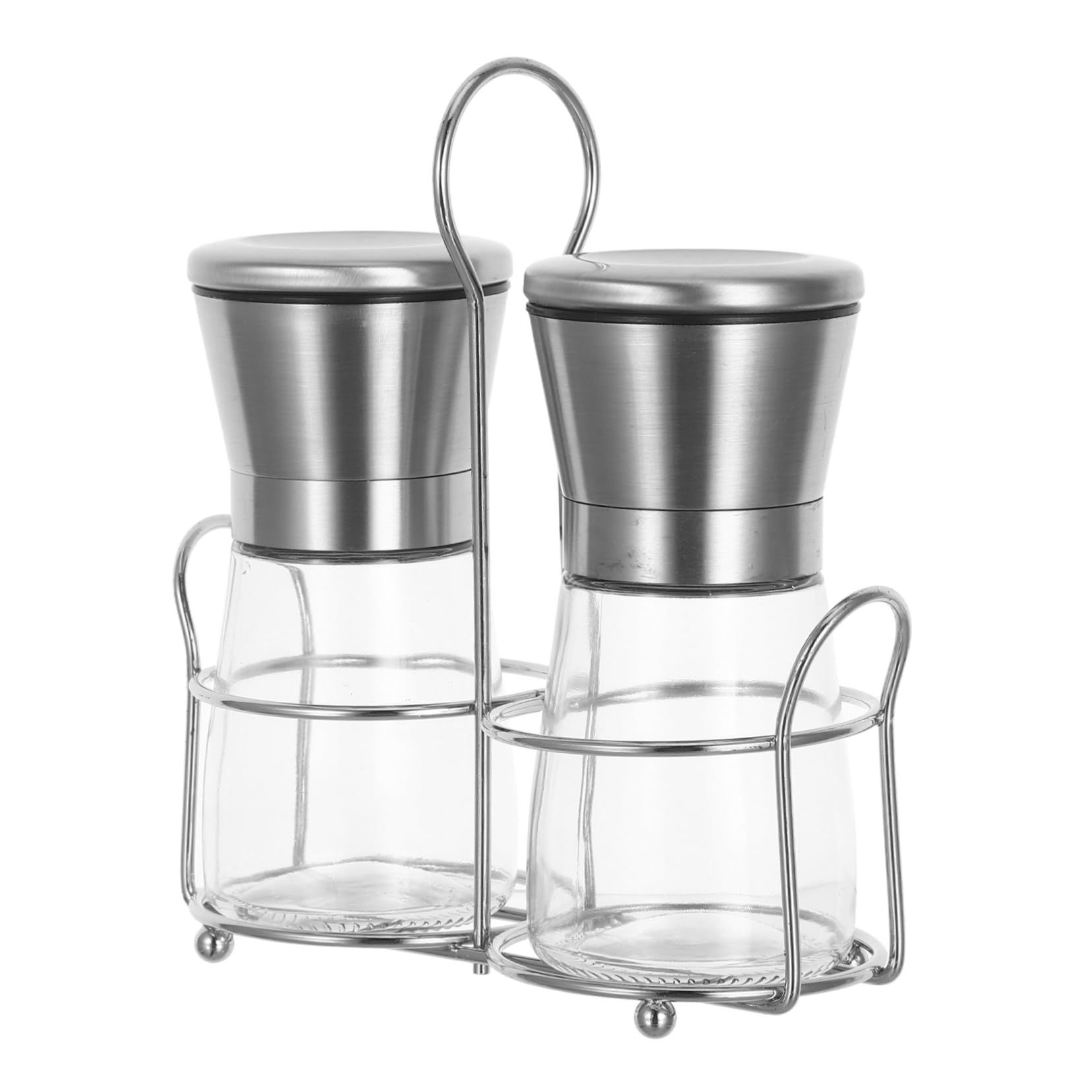 Macinapepe Manuale in Acciaio Inox e Vetro, Macina Spezie Regolabile | Set da 1 Pezzo, Design Compatto con Bottiglia Trasparente, Supporto Incluso, per Cucina e Barbecue All'aperto