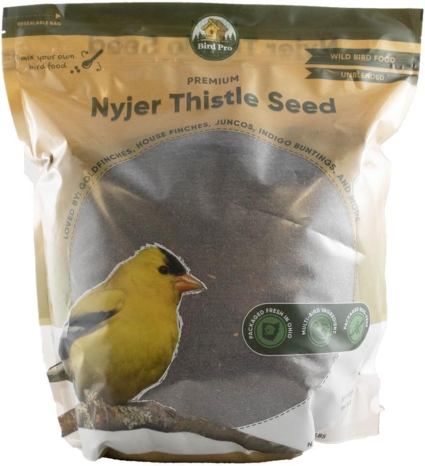 Bird Pro Premium Nyjer Thistle Wild Bird Seed – High-Energy Finch Food for Goldfinches, Siskins & Small Songbirds, Cleaned & Pure (5 Pounds)
