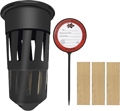 Termite Monitoring Bait Stations Outdoor Compatible with Trelona Compressed Termite Bait, Includes Wooden Blocks for Garden, Farms Detects Termite Activity, Pack of 6 NO