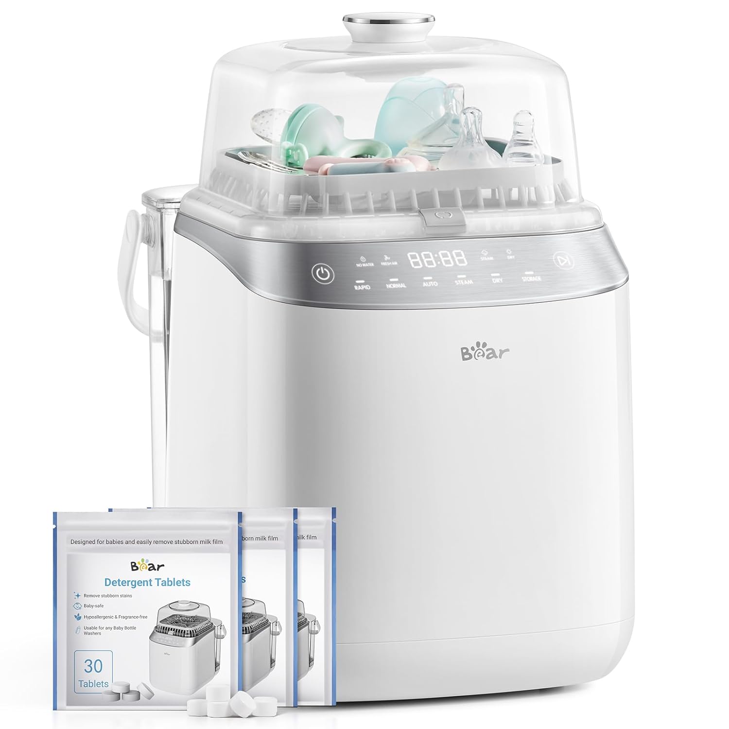 Bear Bottle Washer Pro, Baby Bottle Washer and Sterilizer and Dryer - All in One Machine for Bottles, Pump Parts & Baby Essentials with 90 Detergent Tablets - Effortless, Time-Saving - Image 1 of 9