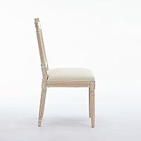 Vista 5 de French Style Solid Wood Frame Linen Fabric Rattan Back Dining Chairs, Table & Chair Sets, Set of 2 for Dining Room, Kitchen, Living Room, Bedroom