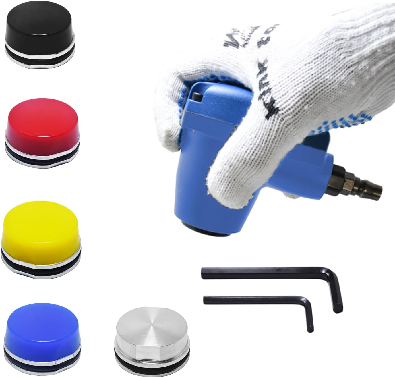 Air Pneumatic Palm Hammer 1000 Stroke with 5pcs Ultra Soft Plastic Hammer Tip for Tire Repair Vehicle Maintenance