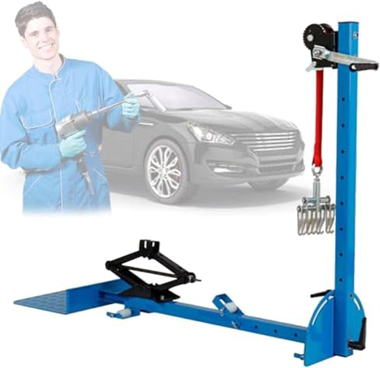 Verstellbarer Dellenzieher für Autoreparaturen, 10-160 cm Höhe, 800 kg Zugkraft, manuelles Karosserie-Reparaturwerkzeug mit Nylon-Rollen