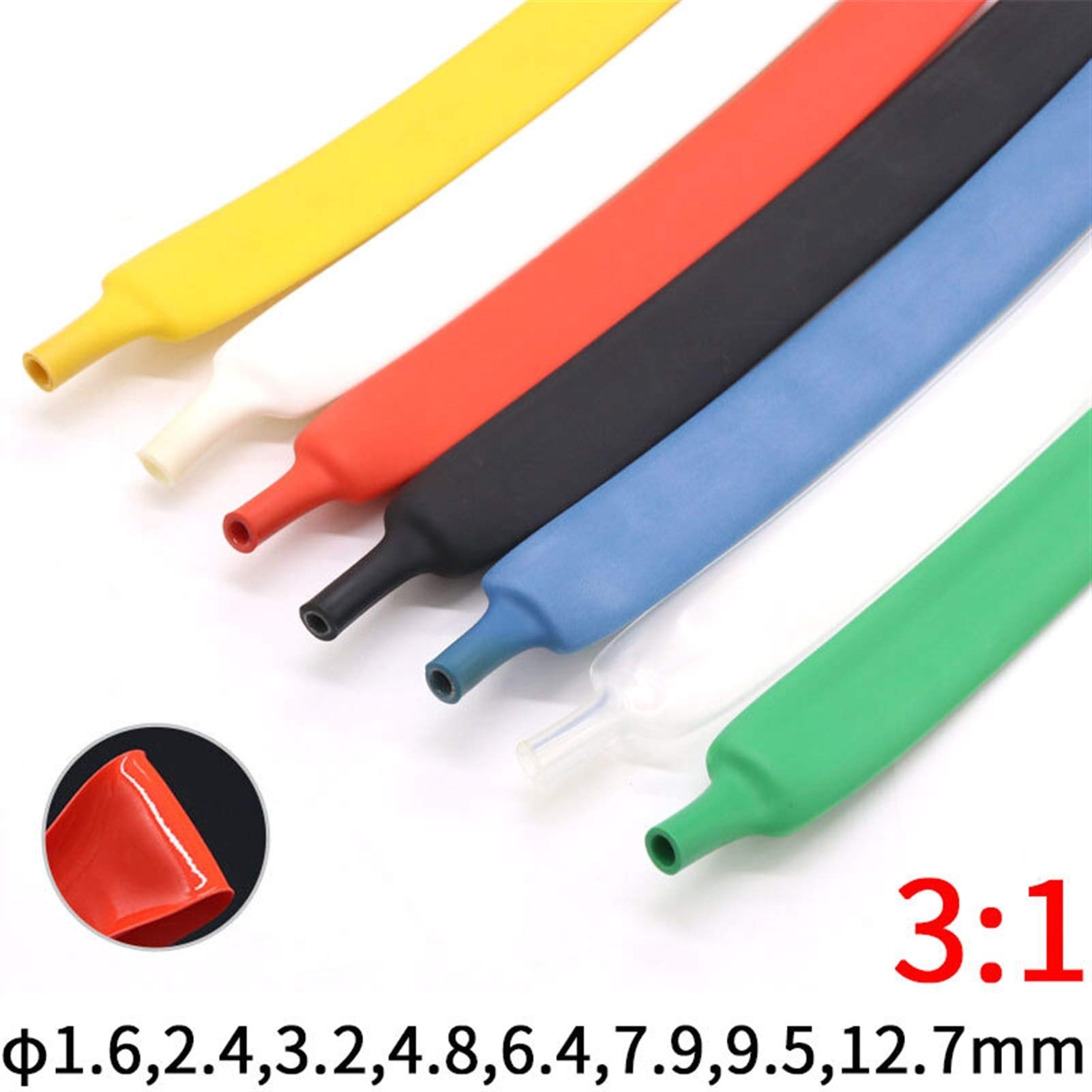 Rurki termokurczliwe, 2M, podwójna ścianka 1, 6/2, 4/3, 2/4, 8/6, 4/7, 9/9, 5/12, 7 mm(Blue,12.7mm x 1meters)