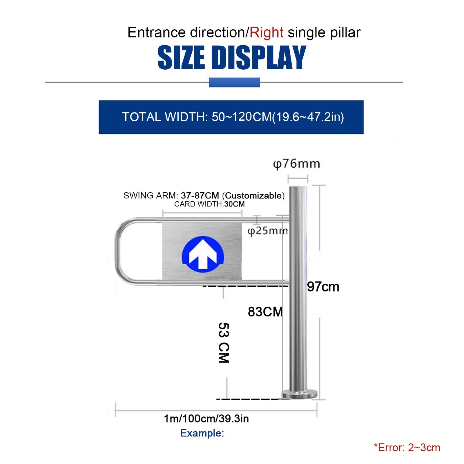 Cancello di sicurezza dell'oscillazione del metallo per il cancello pedonale della chiusura automatica di accesso del contatore 50cm per import/exportRight Side Entry Durable ty Solution