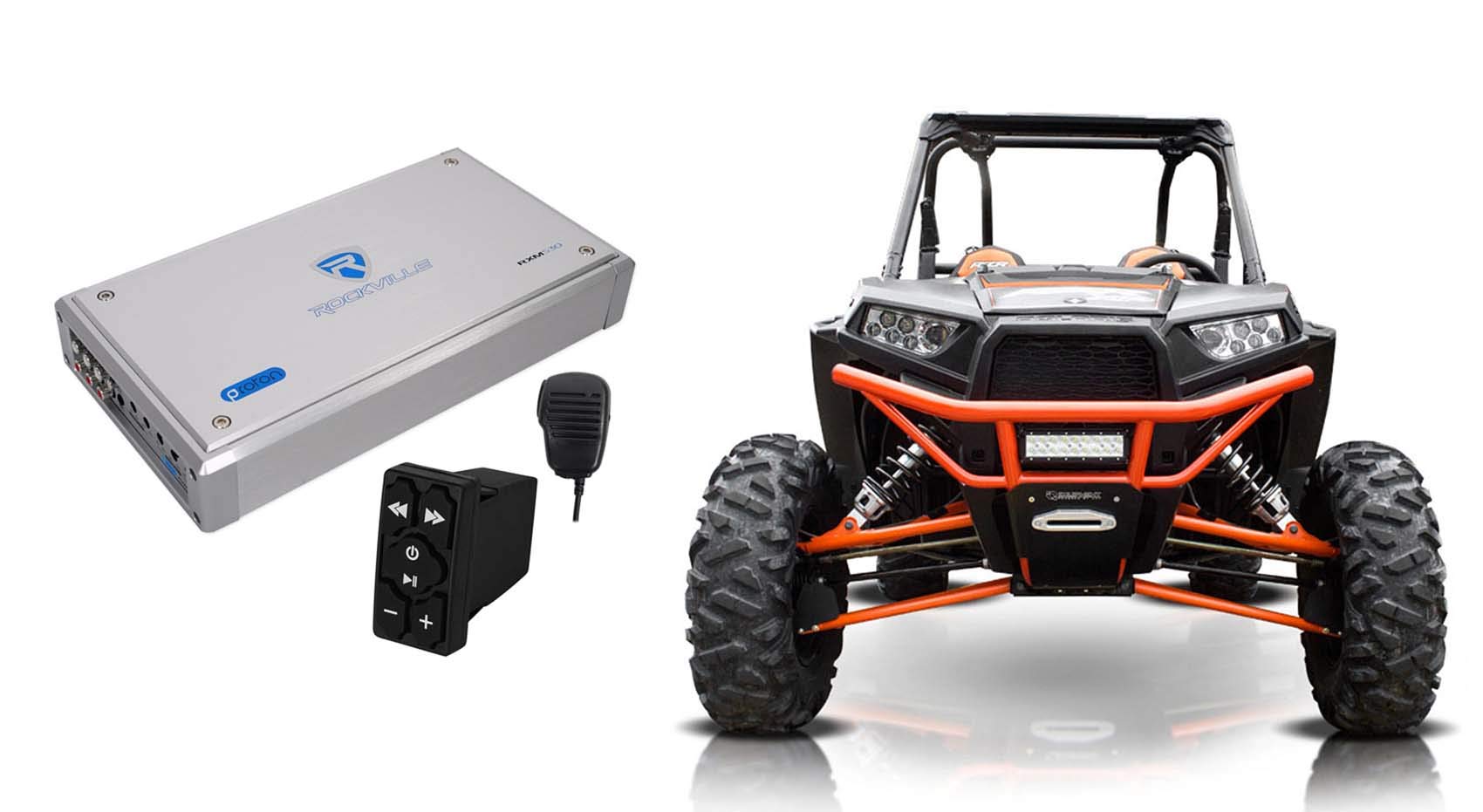 Rockville RXM-S30 2400w 4 Channel Amplifier+Bluetooth Controller For RZR/ATV/UTV