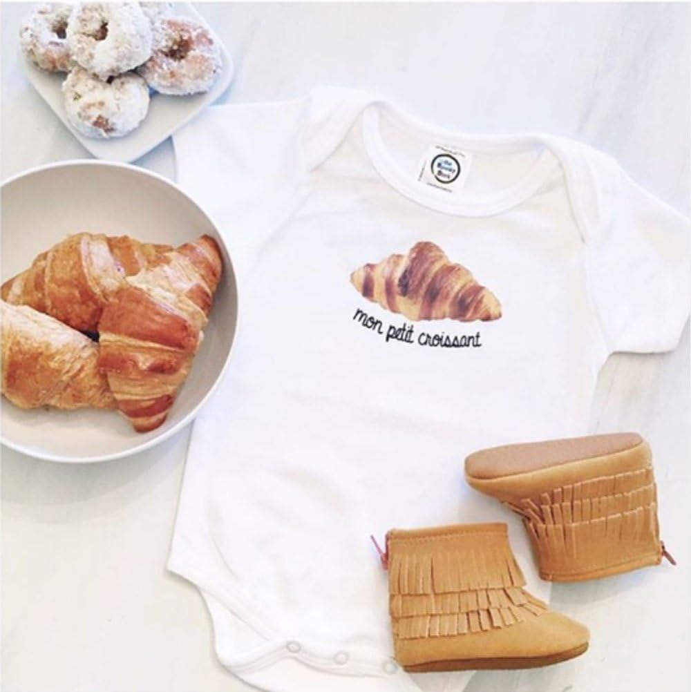 The Spunky Stork Mon Petit Croissant Organic Cotton Baby Bodysuit