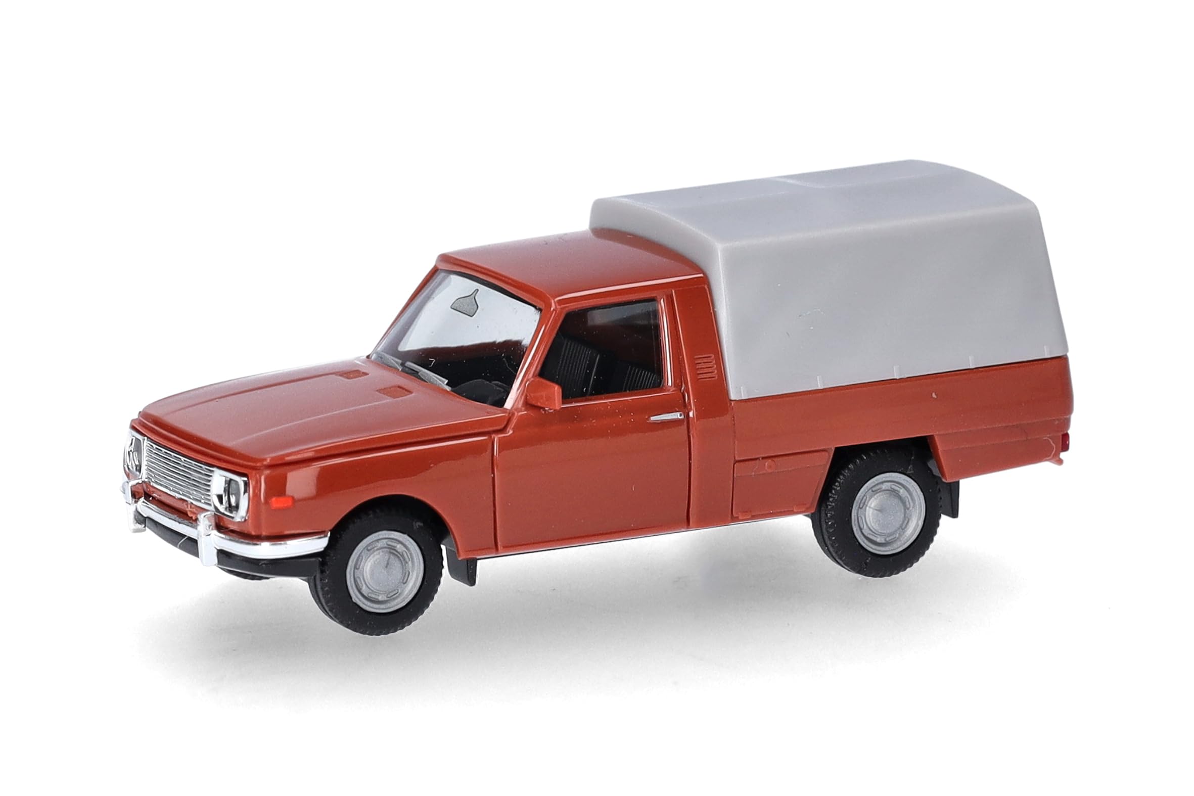 Herpa Model Car Wartburg 353 Trans '66 with tarpaulin, brown, miniature at 1:87 scale, collector's item, made in Germany, plastic model