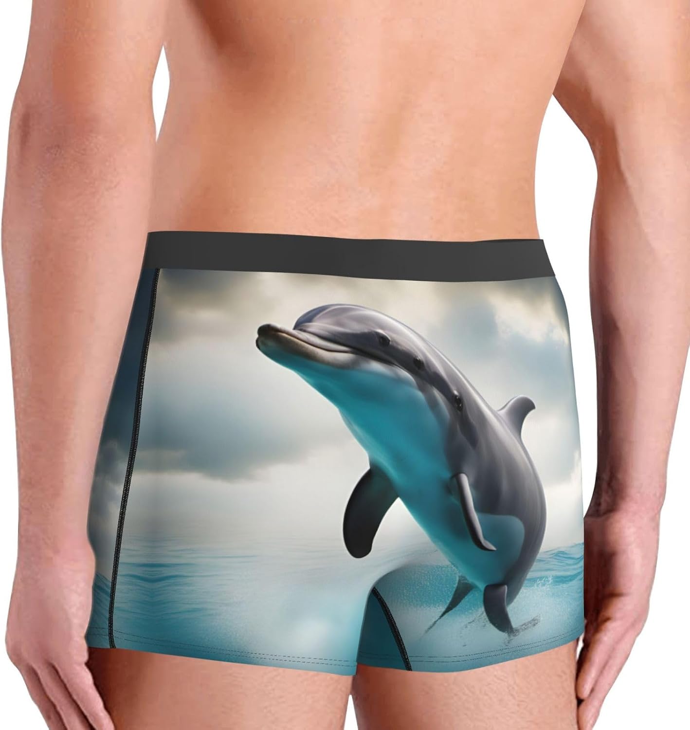 Funny Dolphin Looking at You print Men's boxers, men's stretch leggings shorts Soft breathable boxer underwear