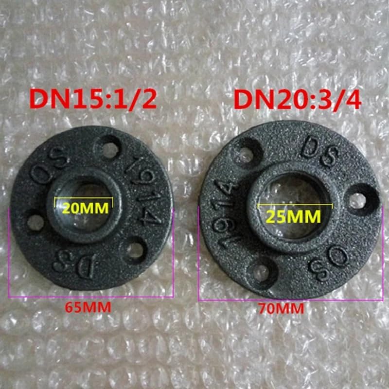 Flange 6pcs Iron Pipe Fittings Wall Mount Floor Antique Flange Piece Cast Flanges Threaded(1)
