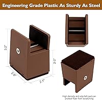 Vista 2 de Elevadores de cama de 2 pulgadas con abrazadera de tornillo ajustable, paquete de 4 elevadores de muebles resistentes, soporta hasta 5,000 libras