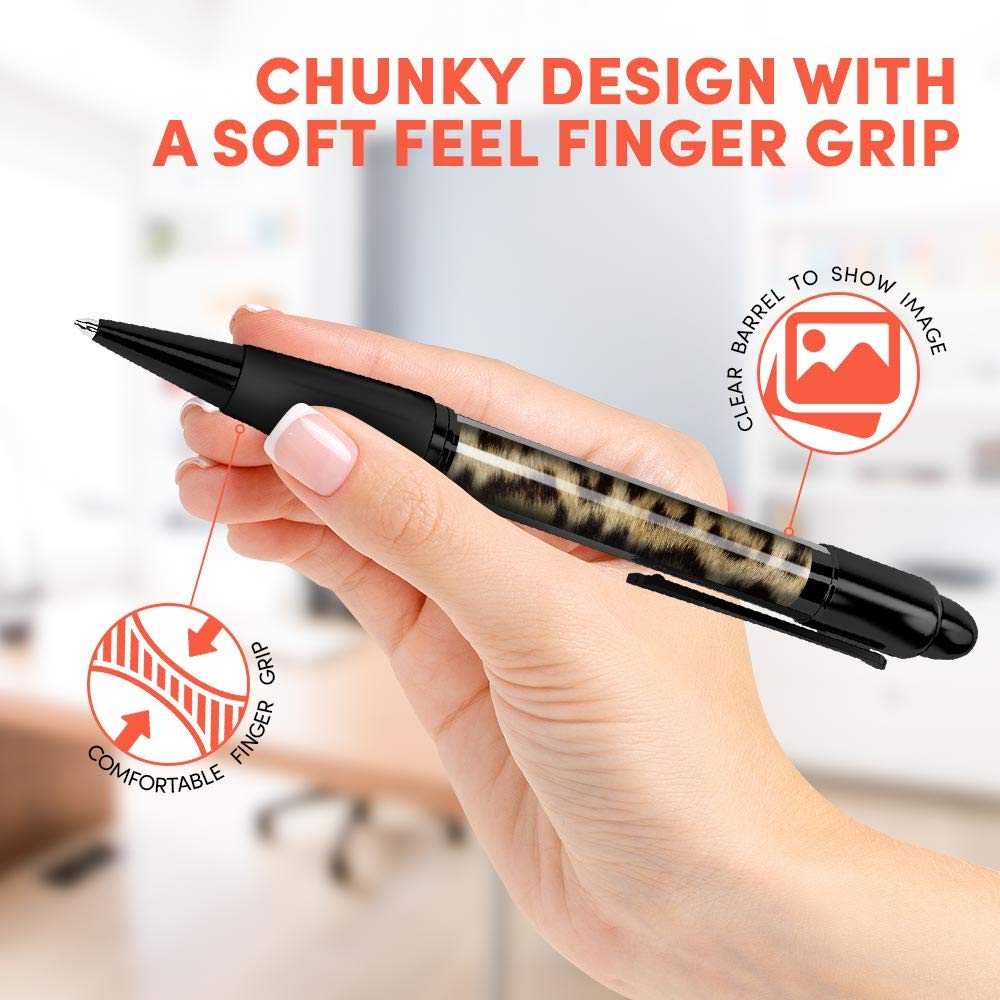 Beautiful and comfortable Set of 2 Matching Pens - Wild Animal Print Leopard Cat Fur #46431, black or gray, 2 count (Pack of 1) - Image 3