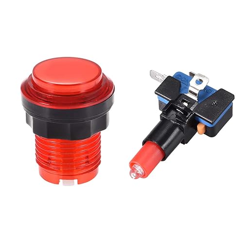 Miniatura 2 de uxcell Botón pulsador de juego 1.319 in redondo 12V LED iluminado interruptor de botón con micro interruptor para videojuegos arcade rojo 6 unids