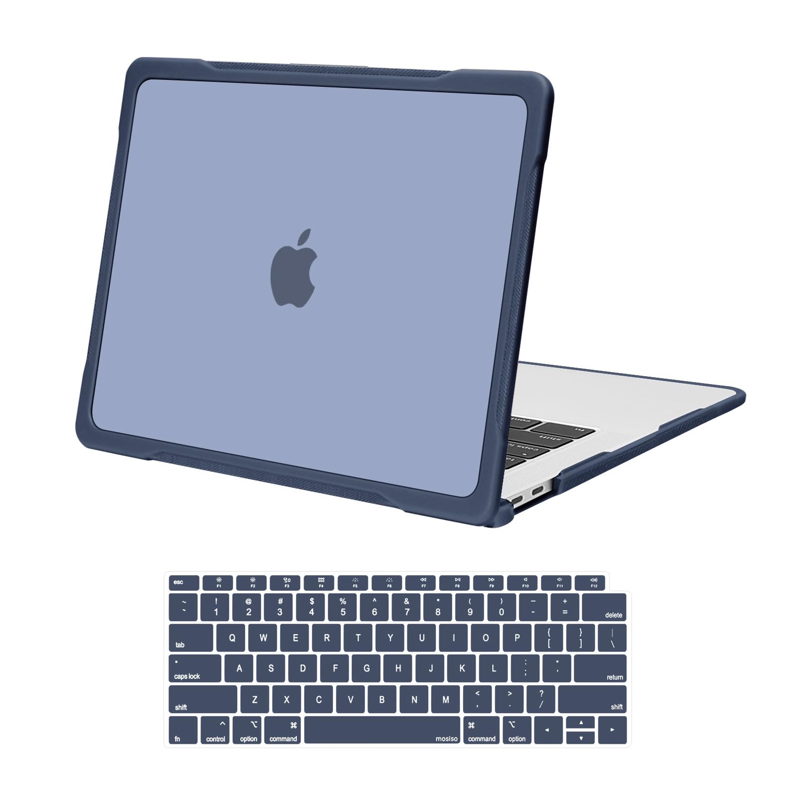 MOSISO Compatible with MacBook Air 13 inch Case 2022 2021 2020 2019 2018 A2337 M1 A2179 A1932, Soft TPU Bumper Anti-Fingerprint Plastic Hard Case&Keyboard Cover for MacBook Air 13.3, Midnight Blue