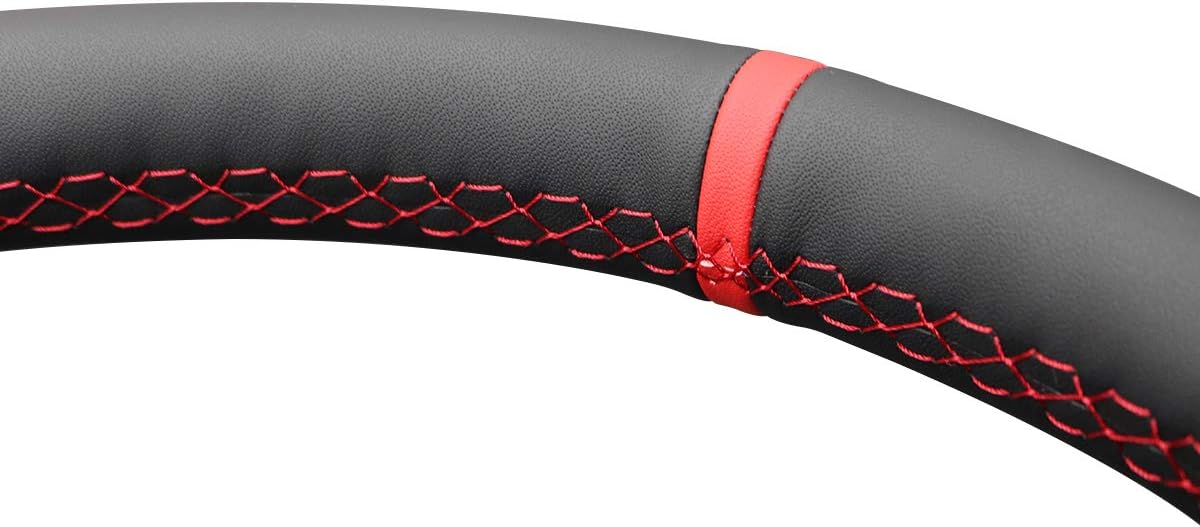 MEWANT Steering Wheel Cover for Toyota Land Cruiser Prado/Tundra/Tacoma / 4Runner / Sequoia Wrap Hand-Stitched Blue Suede&Genuine Leather