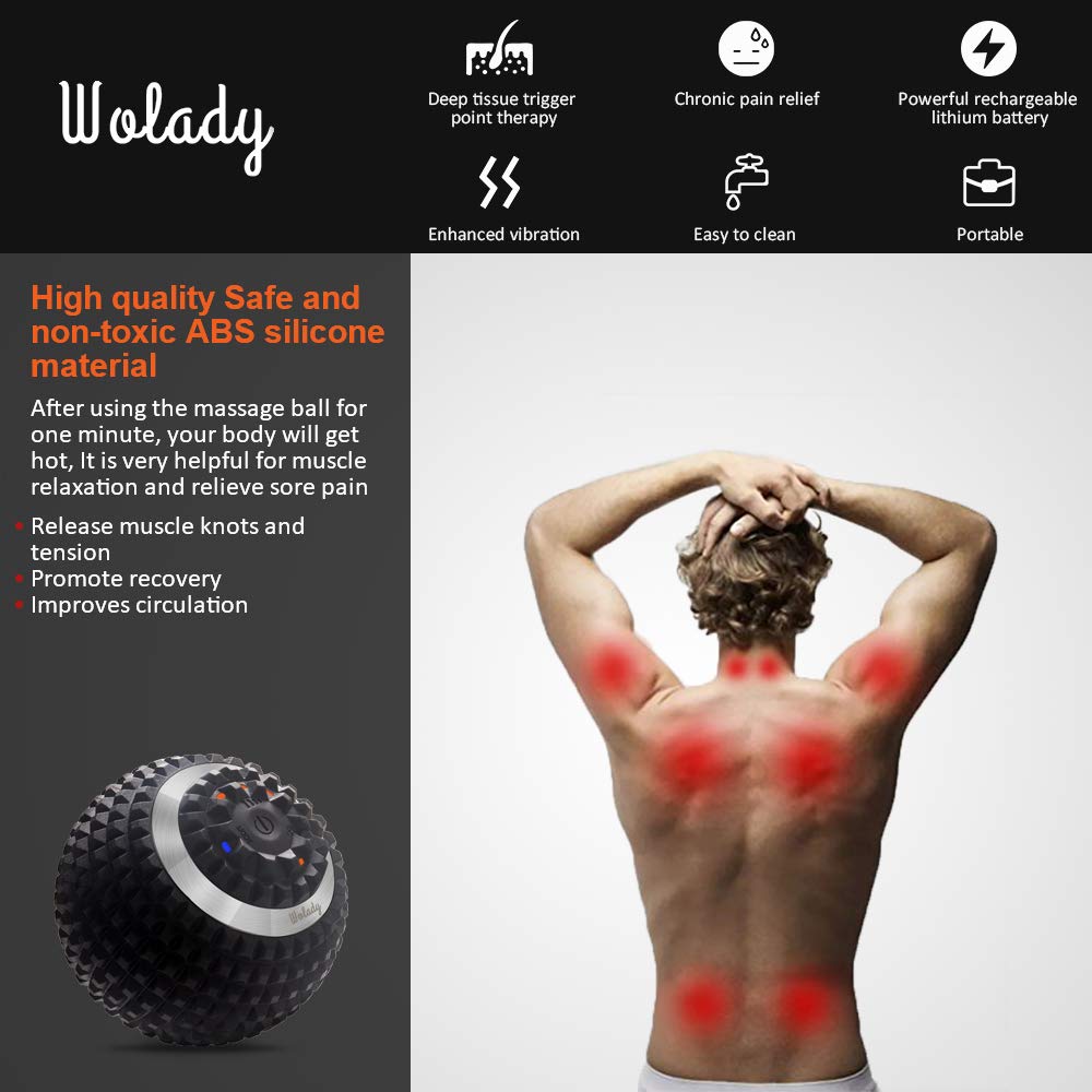 Elektrisch Massageball vibrierender Massageball Faszienball zur Selbstmassage für Muskel und Plantar USB Wiederaufladbar Schmerzlinderung Muskelspannung