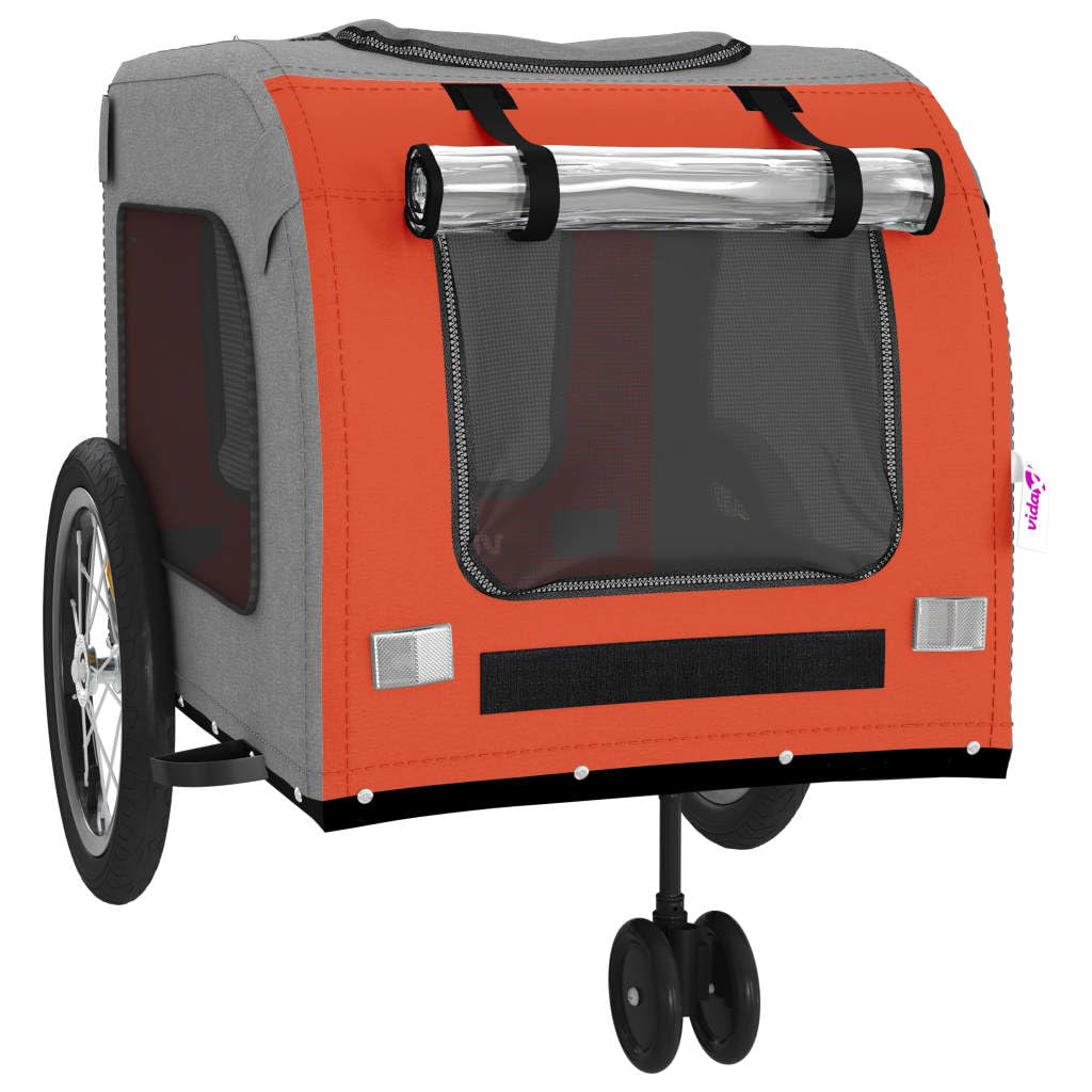 Homgoday Remolque de bicicleta para animales naranja y gris Oxford y hierro, mueble carro para perro, carro para bicicleta, carro para perros, transportín perro bicicleta modelo 93851