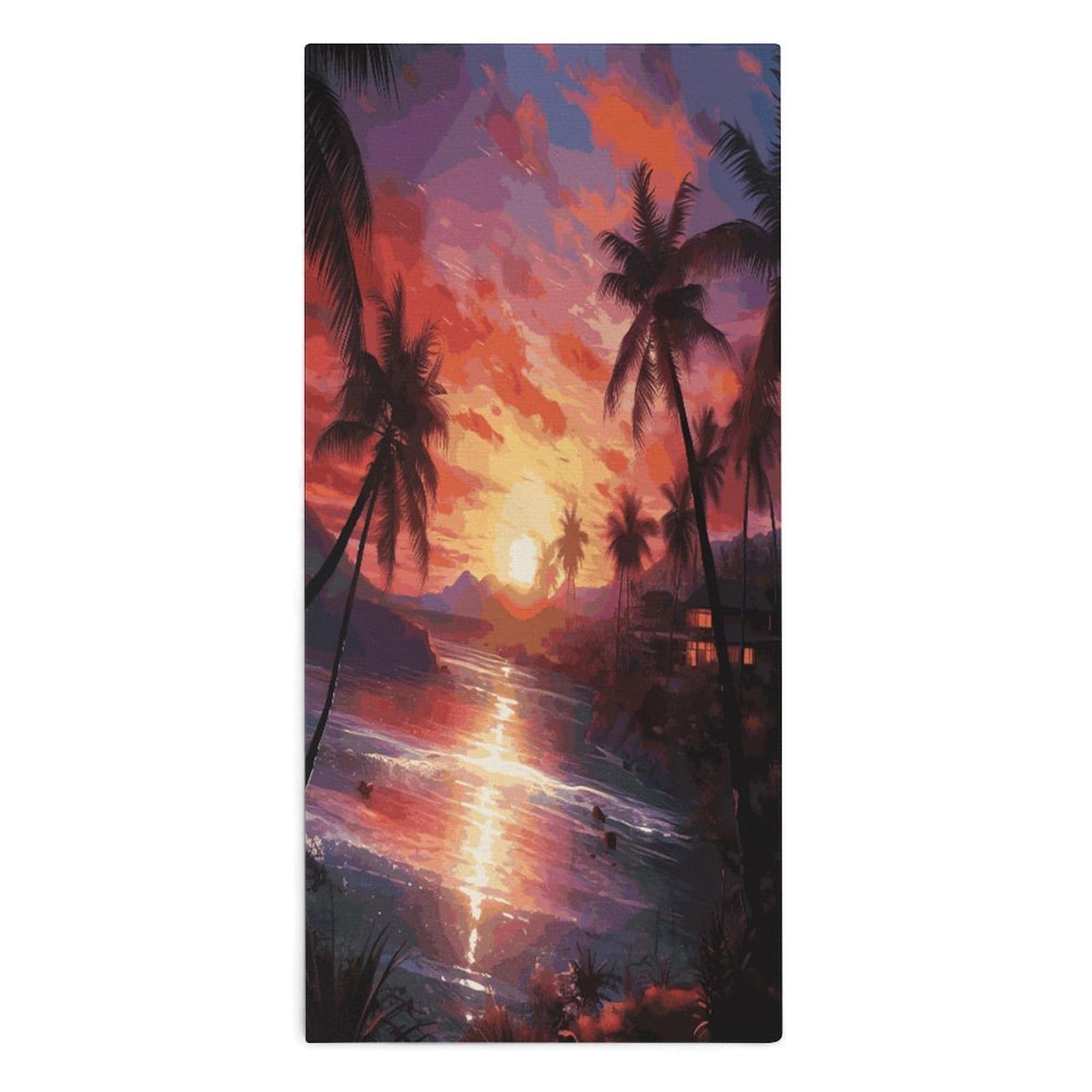 VstaDank Colorful Tropical Sunset Towel Quick Dry Absorbent Towels for Beach Thin Soft Lightweight Travel Bath Towel Sand Free Super Microfiber Face Towels for Sport Bath Adults