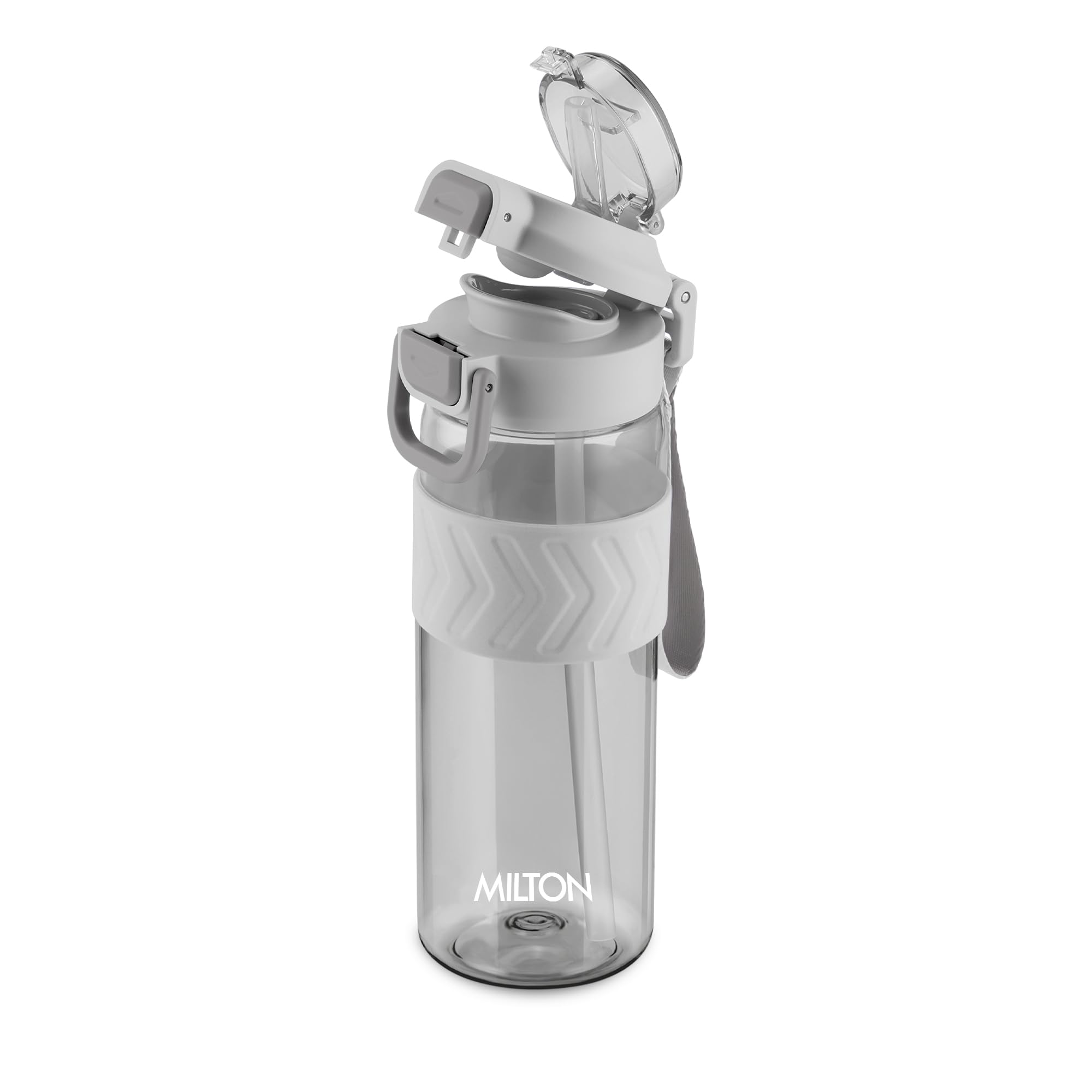 MILTON Calvin 1000 2-in-1 Sip or Gulp Lid Water Bottle 1 ltr | Unbreakable | BPA-Free, One-Click Open,Leak-Proof, Crystal Clear Design, Sipper Water Bottle For Office, School, College, gym set, White
