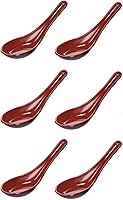 Vista 1 de JapanBargain, Cucharas de sopa asiáticas, japonesas, chinas, Wonton Soba, arroz Pho Ramen, cucharas de sopa de fideos, negro/rojo (3, 5.5 pulgadas)