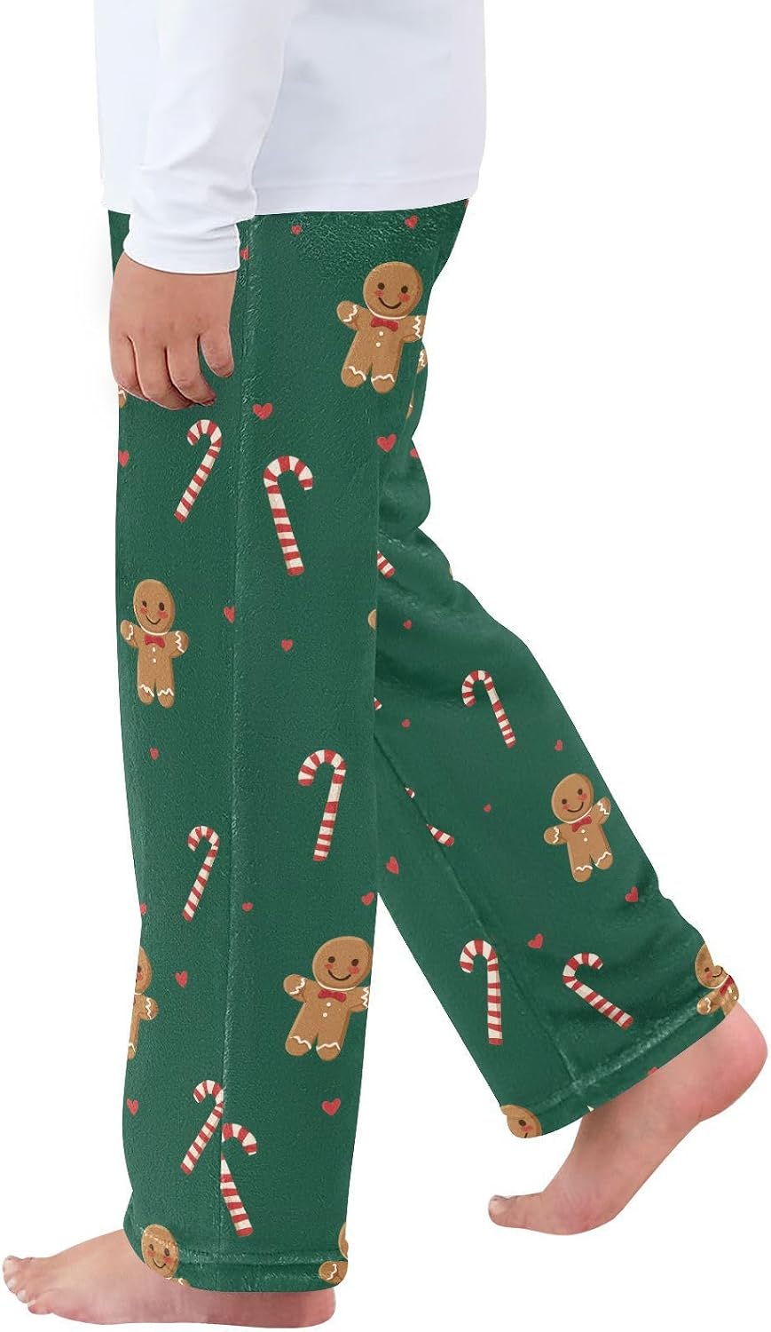 visesunny Gingerbread Man Candy Cane Heart Boys Pants for Kids Fleece Bottoms Long Jogger Pants Trousers Pockets Size 6-14Y