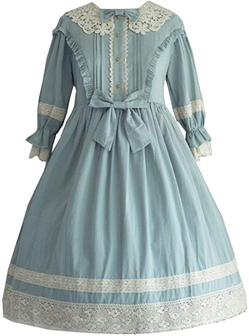 Mcdslrgo Women's Gothic Sweet Lolita Dress Halloween Christmas Costume Princess Court Dress (L, Green)