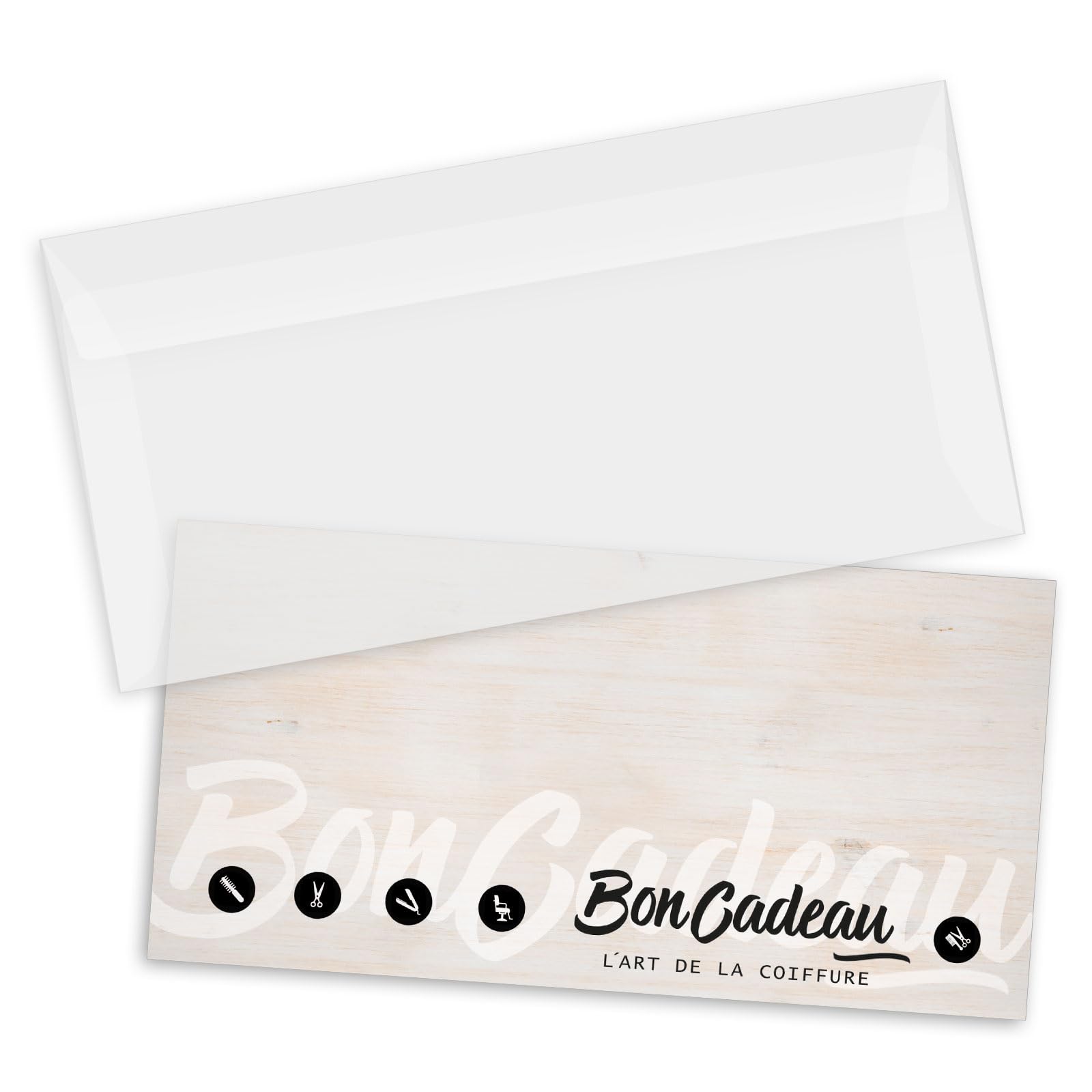 POS BON. 100 formulaires pour créer vos propres bons cadeaux + enveloppe, pour des salons de coiffure. K9206F1-100-V2