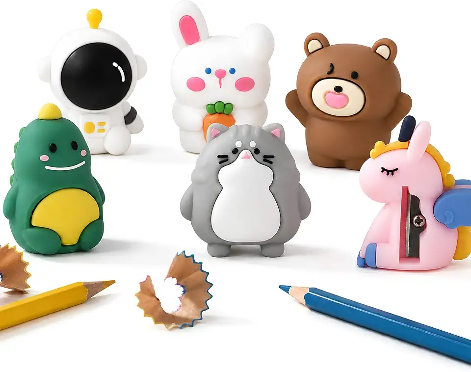 6 PCS Cute Pencil Sharpeners, Pencil Sharpener Manual, Hand Held Pencil Sharpener, Funny Sharpener Cartoon Creative, Kawaii Stationary Gifts Mini School Office Supplies