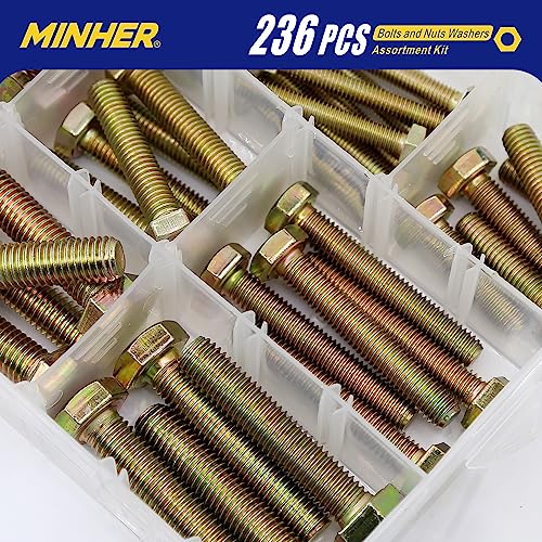 MINHER 236PCS M6 M8 M10 Heavy Duty bolts and nuts Assortment Kit Grade 8.8 Alloy Steel Hex Screws Nuts & Washers kit - Image 4