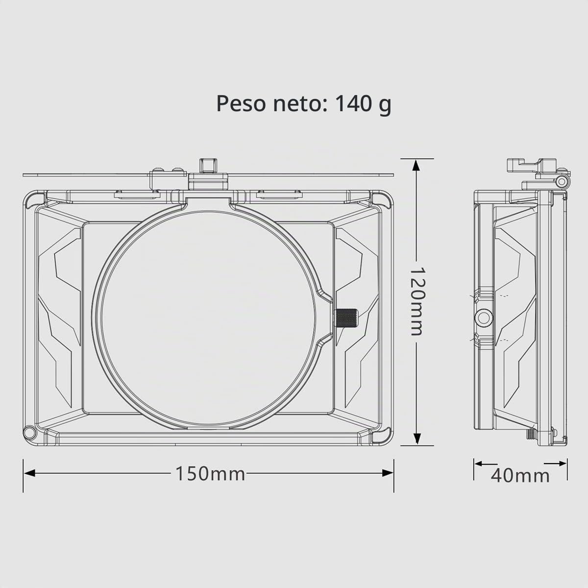 Tilta Mini Matte Box Caja Mate 4x5.65 Marco de Filtro para cámaras DSLR sin Espejo, con Anillo Adaptador de Lente de 67 mm/72 mm/77 mm/82 mm Soporte de Varilla de 15 mm Ligero MB-T15