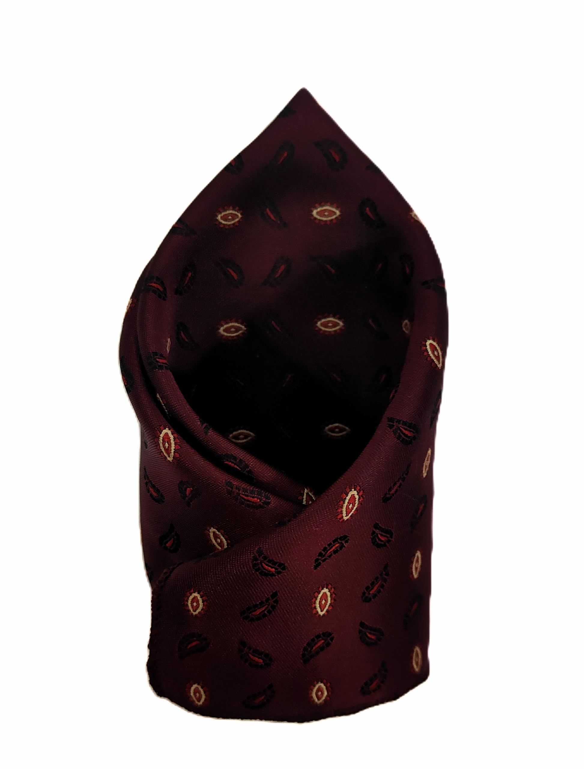 voici France Men's Designer Pocket Square Paisley Satin Microfiber Free Size (Maroon Paisley)-picture-44