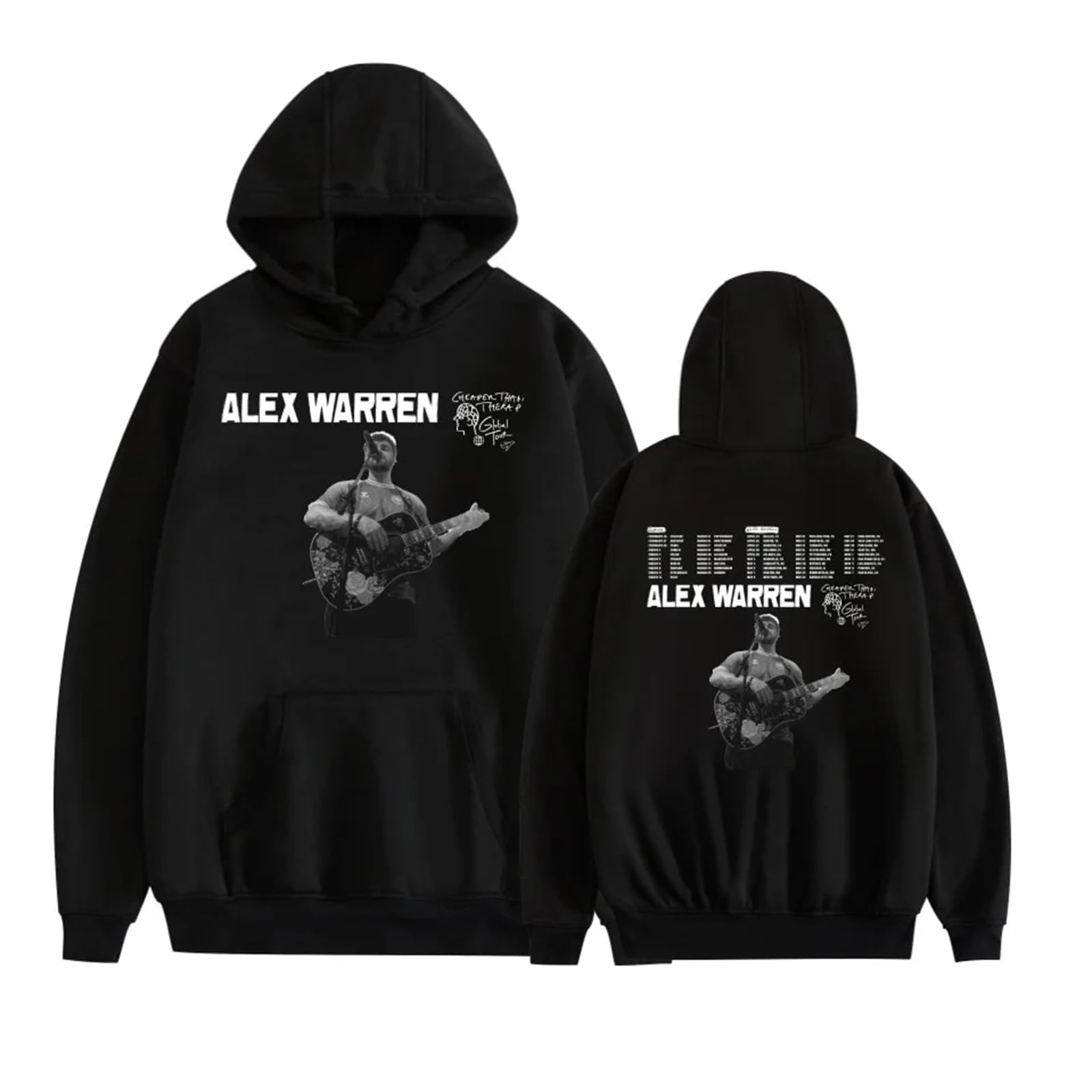 Vbpoiyb Unisex Black Women's Hoodies Al-Ex War-Ren Merch Pullover Tour 2025 Men's Long Sleeve Hip Hop Sweatshirt Hoodies (,L)
