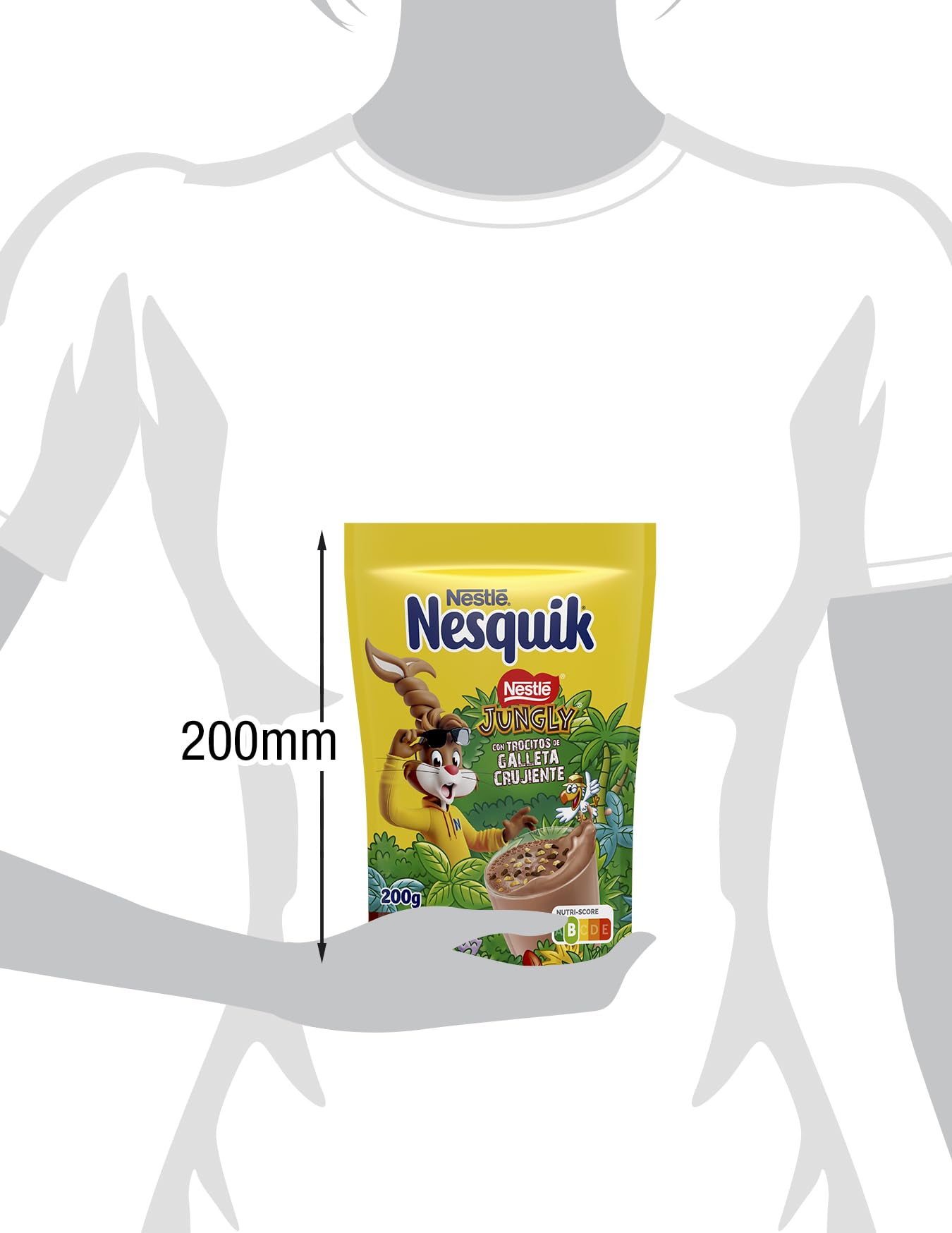 Nesquik Nestlé Jungly Cacao Soluble con trocitos de galleta, Bolsa de 200 g