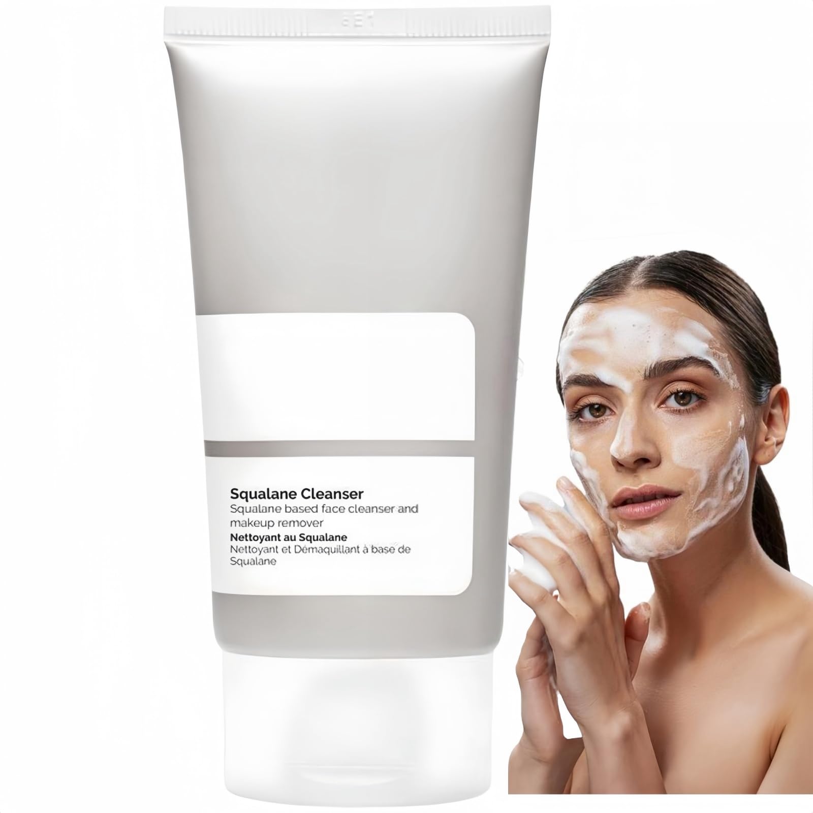 Squalane Face Cleanser,Face Wash for Gently Cleaning Pores,Gentle Cream Cleanser with Squalane,Face Cleanser for Dry & Sensitive Skin,Moisturising Clea/nser,Squa/lane Oil Remover,Oil Based Clean/ser