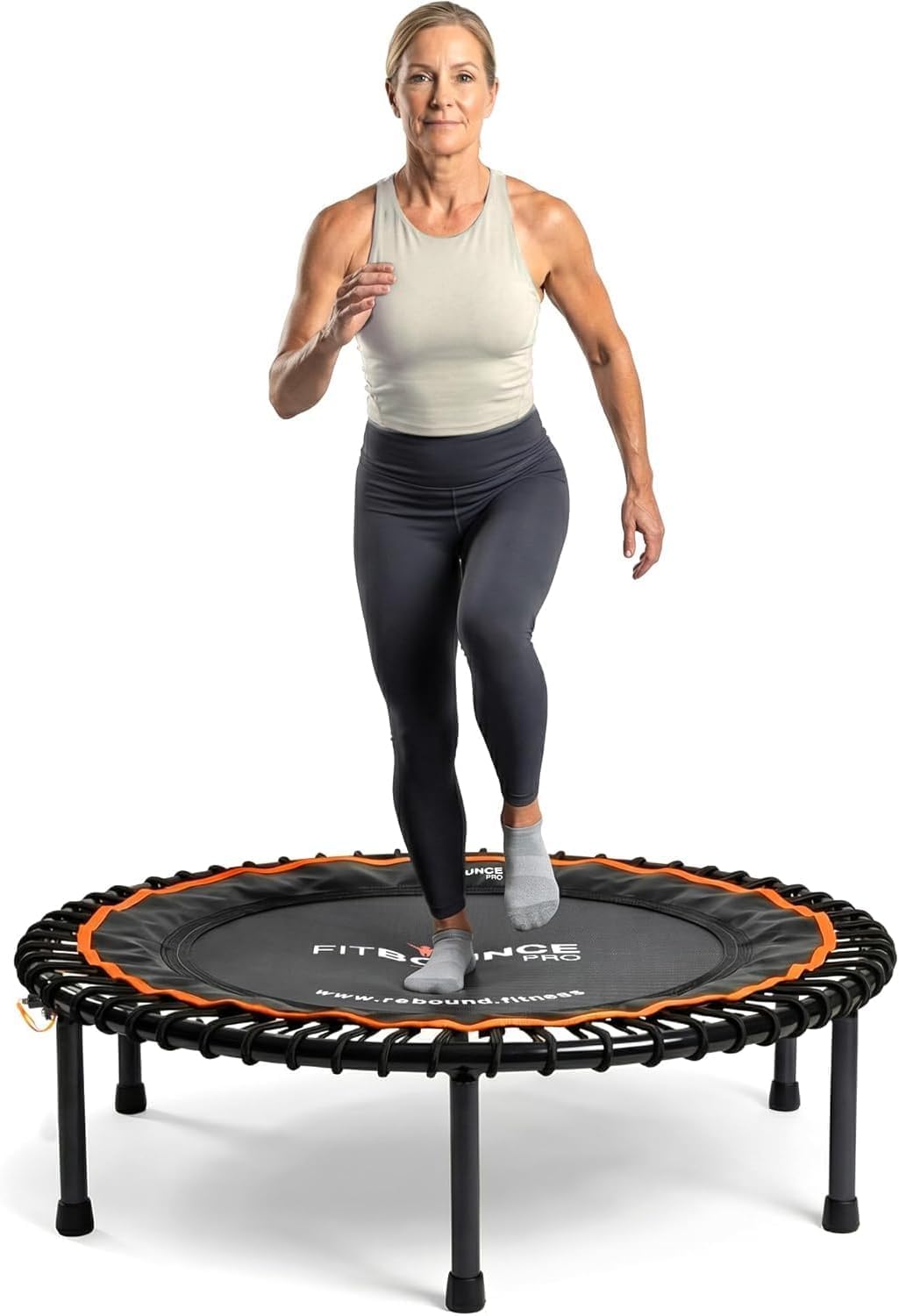 MXL FIT Bounce PRO Bungee Rebounder - Premium Indoor Mini Trampoline for Adults Silent Low-Impact Bounce, Half-Folding with Foldable Steel Legs & Carry Bag - 40