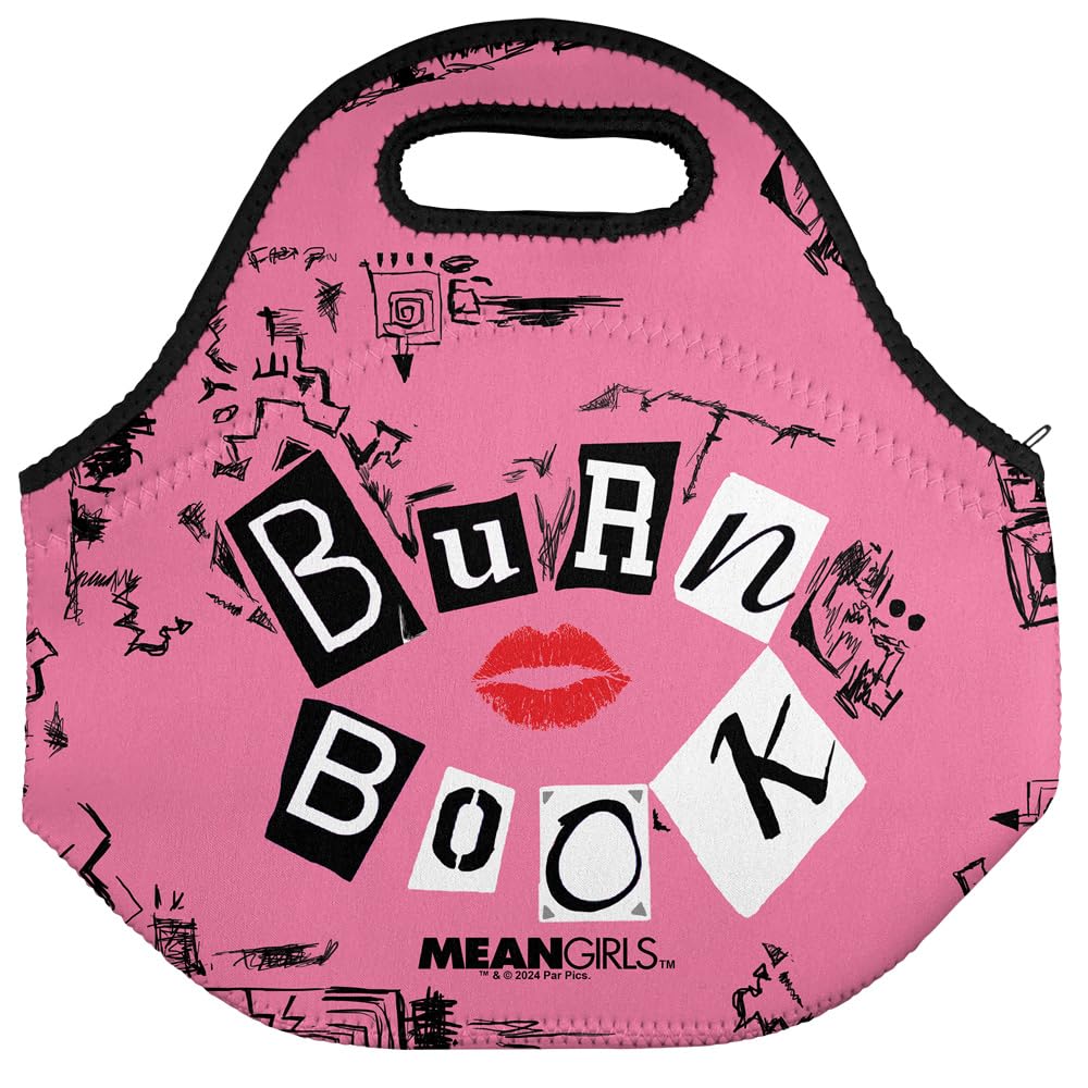 Popfunk Mean Girls Burn Book Soft Neoprene Lunch Bag, Lightweight, Insulated, Reusable for School, Work, Office