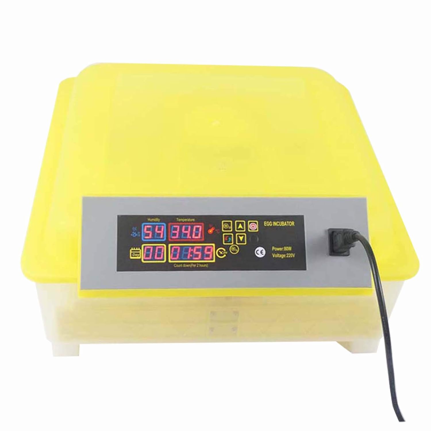 Digital Egg Incubator Automatic Poultry Hatcher with Egg Turning and Humidity Display 24~96 Eggs 110V (48 Eggs)