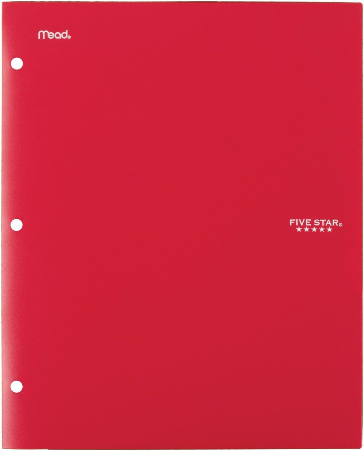Five Star 4 Pocket Folders, Plastic, Folders with Pockets, Black, Blue, Red, Green, 4 Pack (38083)
