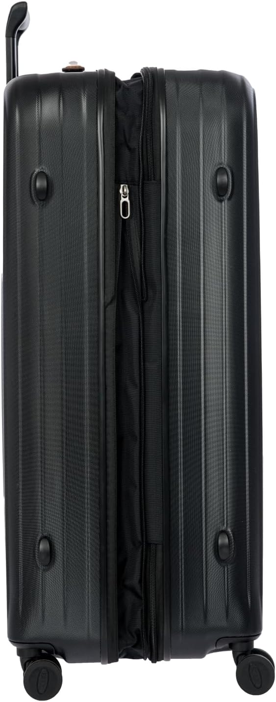 Bric's Taormina Ultra-Light Checked Luggage – Expandable Hard Shell Suitcase with TSA Lock, Anti-Tamper Zippers & 360 Spinner Mobility Wheels - 32 Inch, Black