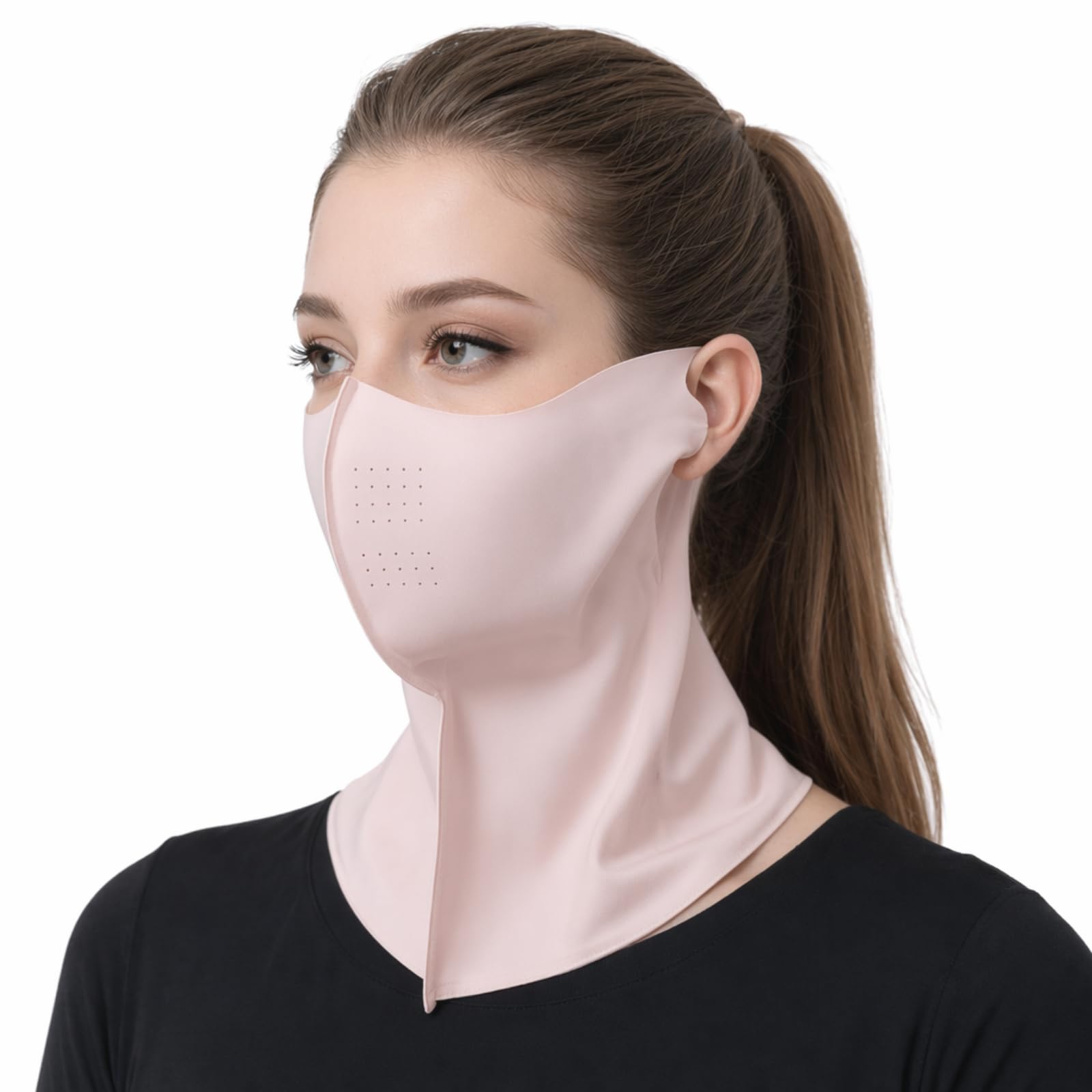 Ice Silk Sun Protection Face Mask for Women, Breathable Cooling Face Cover with Neck Coverage, Driving，Golf，Hiking