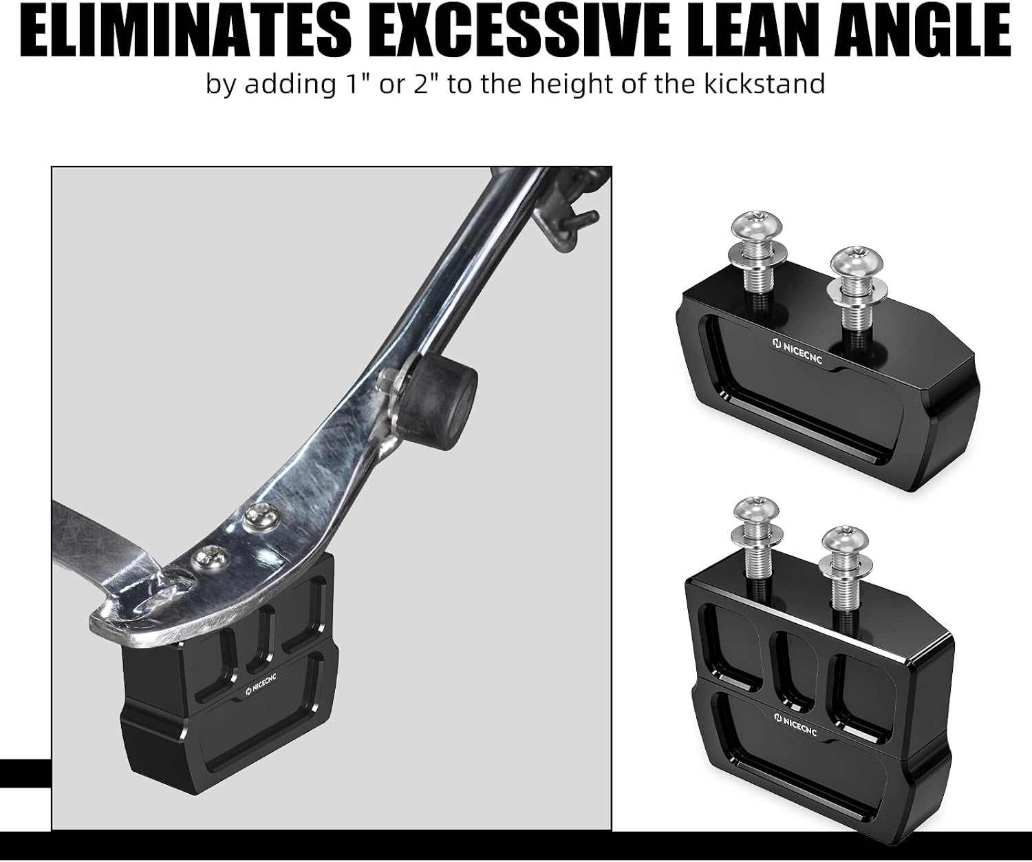 NICECNC Black Motorcycle Kickstand Lift Block 1" / 2" Fits All Sportster Models from 2003 to 2019, Compatible with Forty Eight XL1200X 2010-2019, Iron 1200 XL1200NS 2018-2019, See Fitment