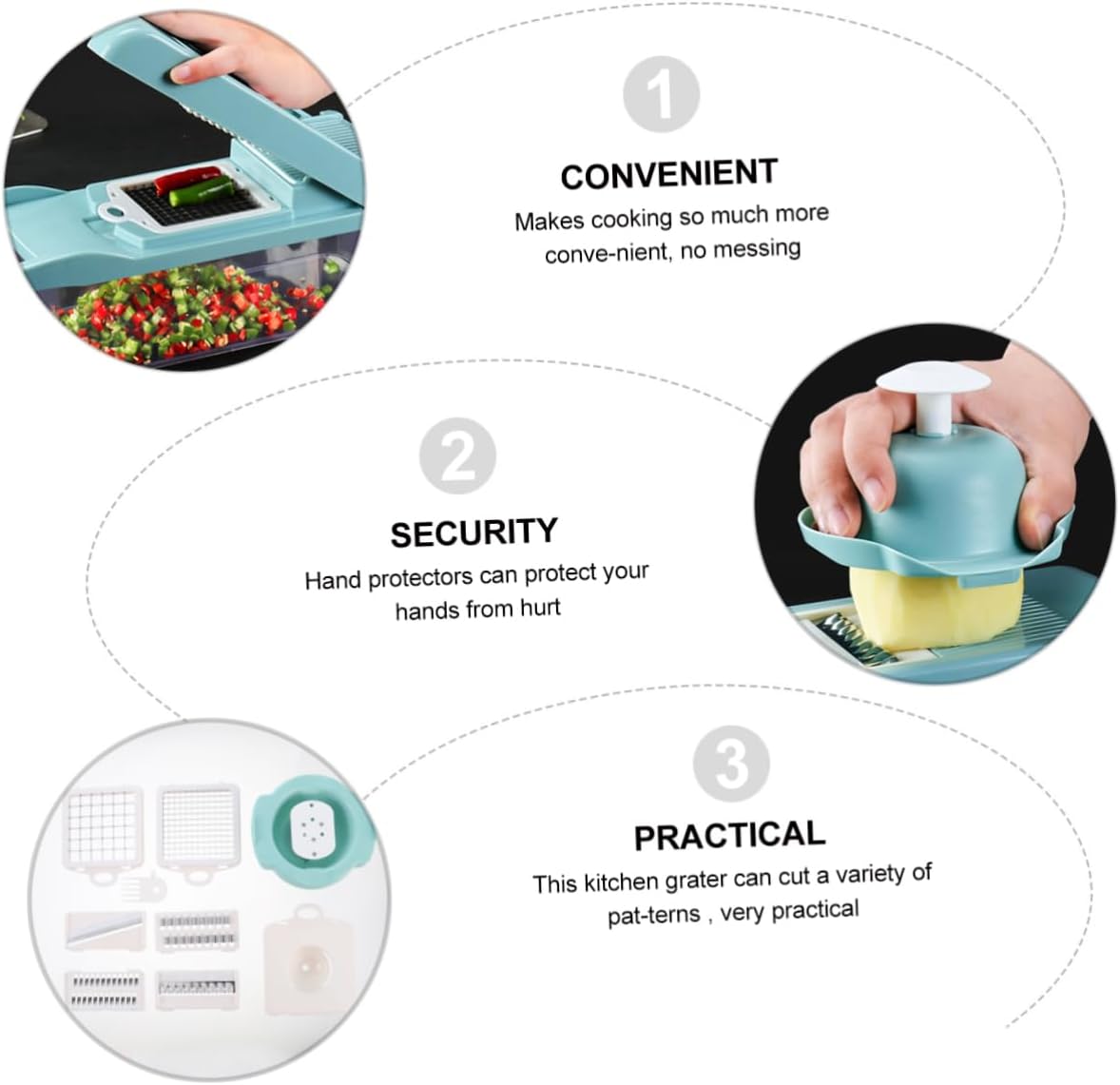 Amosfun Multifunctional Vegetable Chopper Slicer Grater Egg White Separator Plastic Easy to Use for Home Cooking for Slicing Potatoes and Vegetables