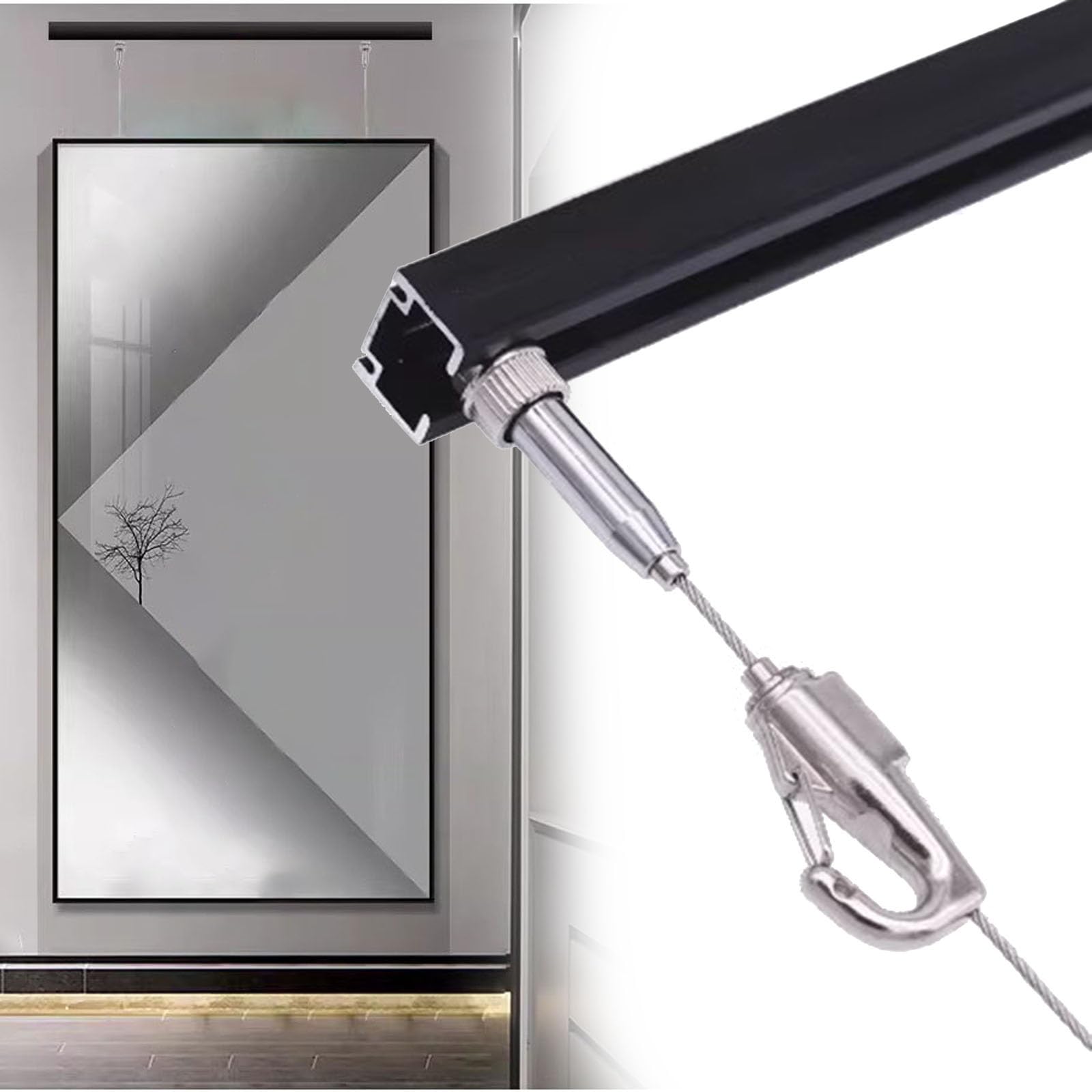 Cuerda de alambre de acero inoxidable en kit de riel para colgar cuadros
