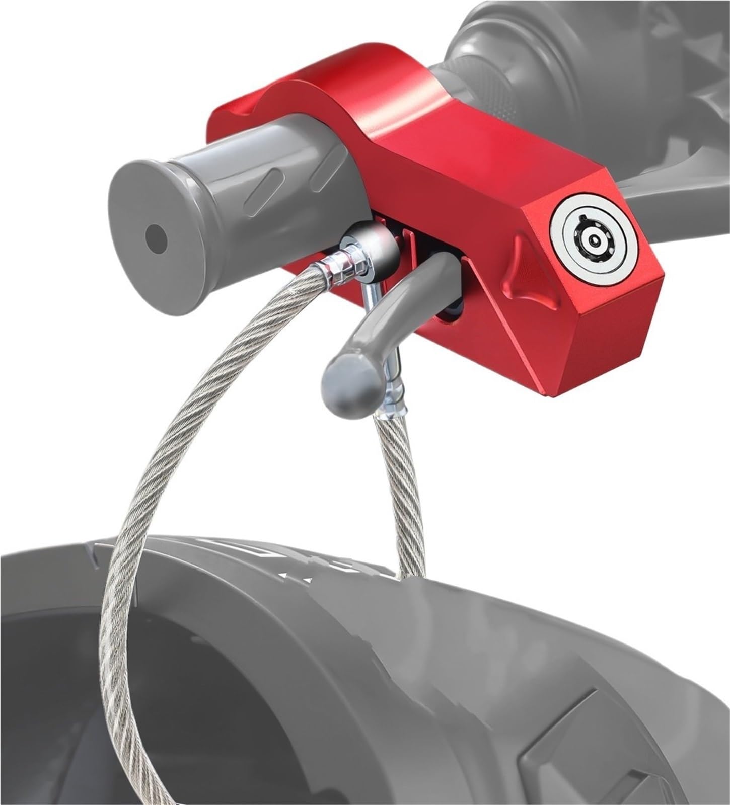 Hdrtcbu Red Chain Lock Motorcycle Handlebar Lock Helmet Brake Anti-Theft Grip Combo Bicycle Security Equipment Adjustable Motorbike Lock(Red)