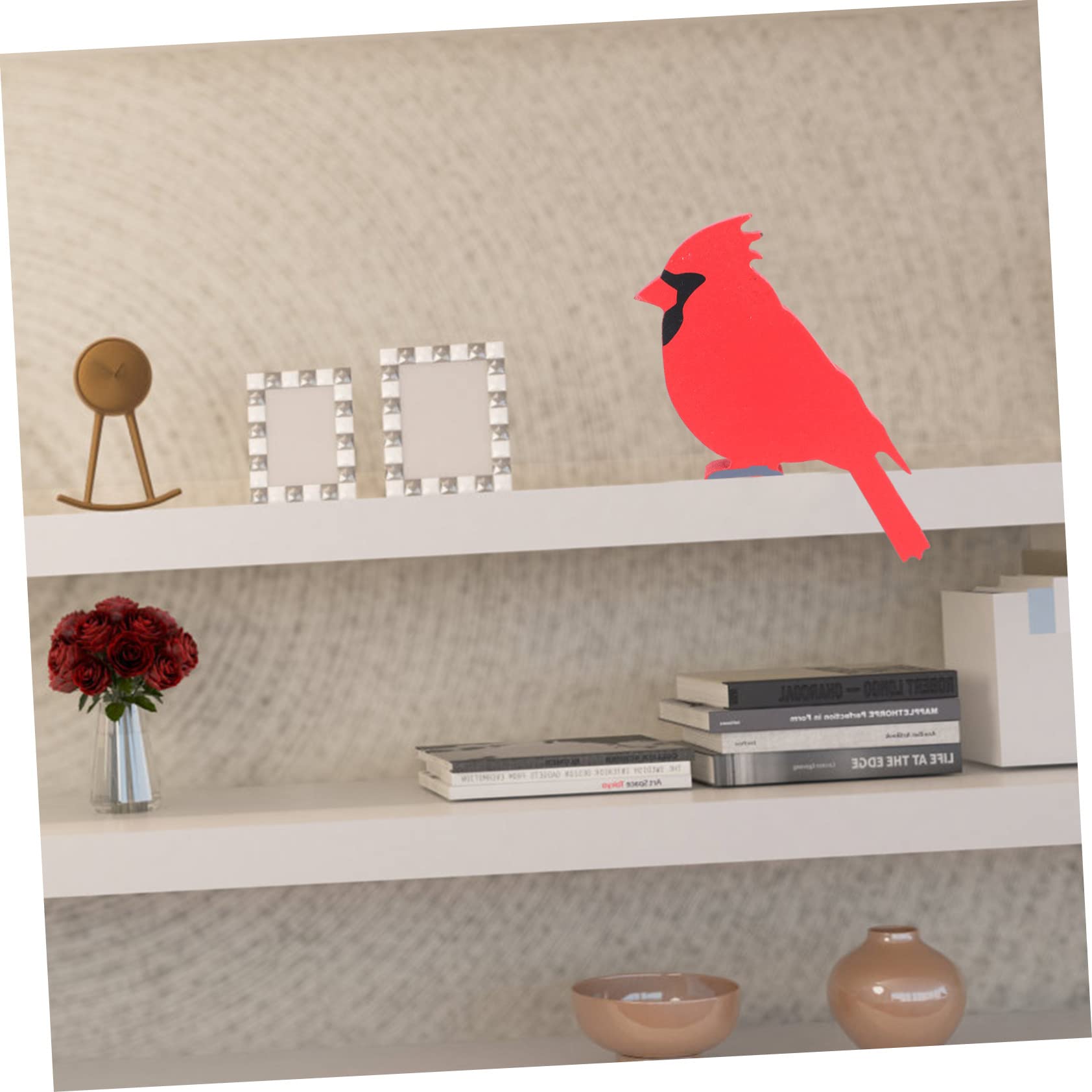 Amosfun 3 Sätze Vogel Aus Holz Baum Untersetzer Abziehbilder Partylichter Fuchs-Ornament Weihnachtsaufbewahrung Outdoor- Kardinale Außendekoration Christbaumschmuck Rot 4 Stück * 3